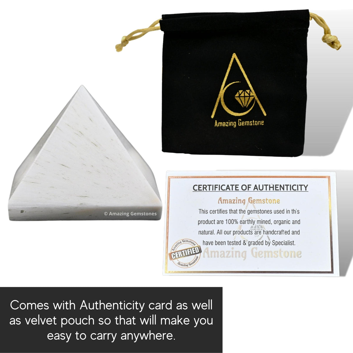 Amazing Gemstone Scolecite Pyramid Crystal Healing Stones - 1" Great Pyramid Figurine of Natural Stone Pyramid for Meditation, Reiki, Chakra Balancing and Crystal Pyramids Grid