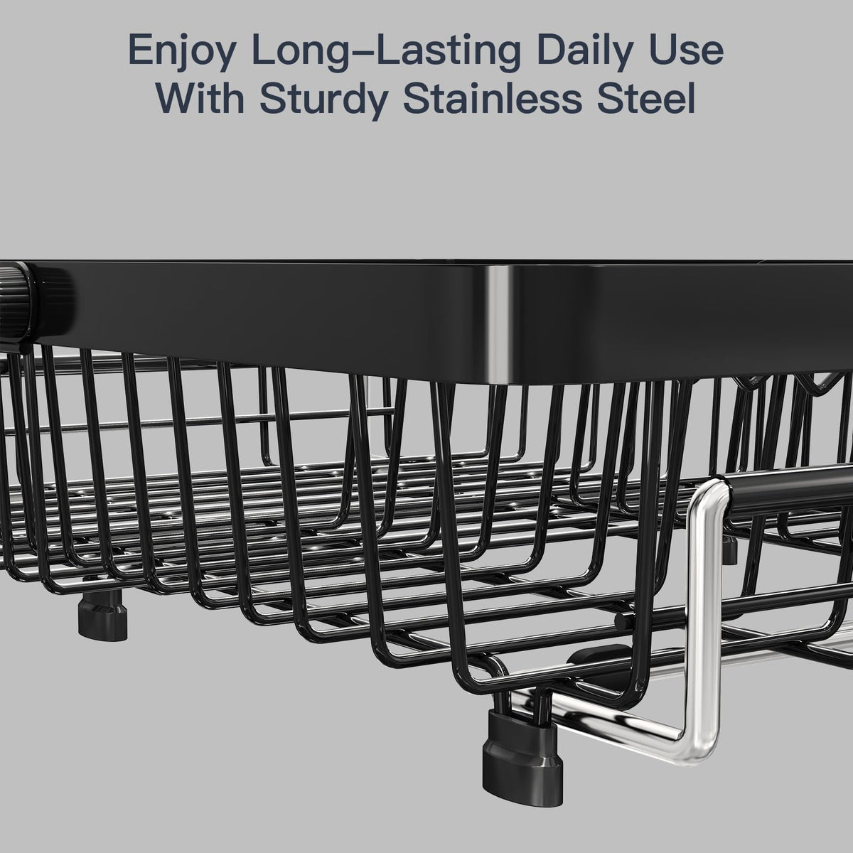 MAJALiS Expandable Stainless Steel Over The Sink Dish Drying Rack for Small Kitchen Counter Space Saving, Compact RV Plate Drainer Strainer in Black Wire Metal with Hanging Adjustable Utensil Holder