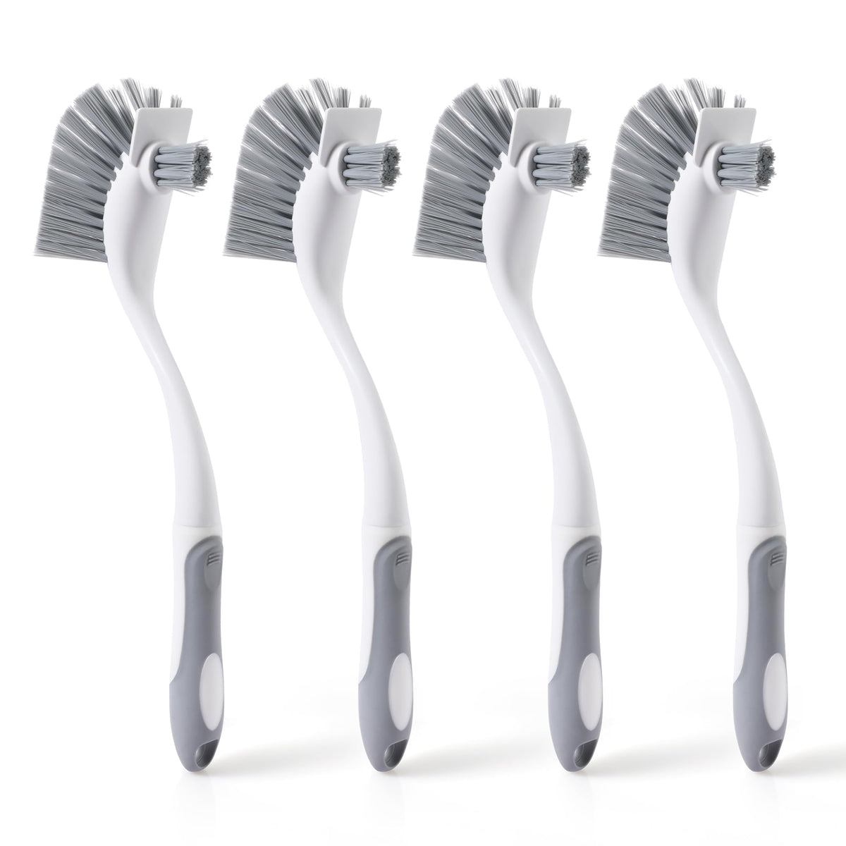 4-Pack Heavy-Duty Dish Scrub Brushes with Stiff Non-Scratch Bristles & Long Handle - Multi-Purpose Kitchen Cleaning Brushes for Pots, Pans, Bottles, Deep Cleaning