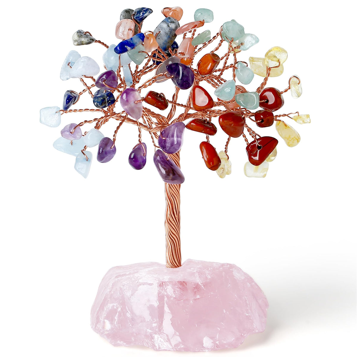 YATOJUZI 7 Chakra Natural Healing Crystal Tree Office Desk Decor Cubicle Decorations Meditation Accessories Money Fengshui Trees of Life Gifts for Women 3.93"-4.52"