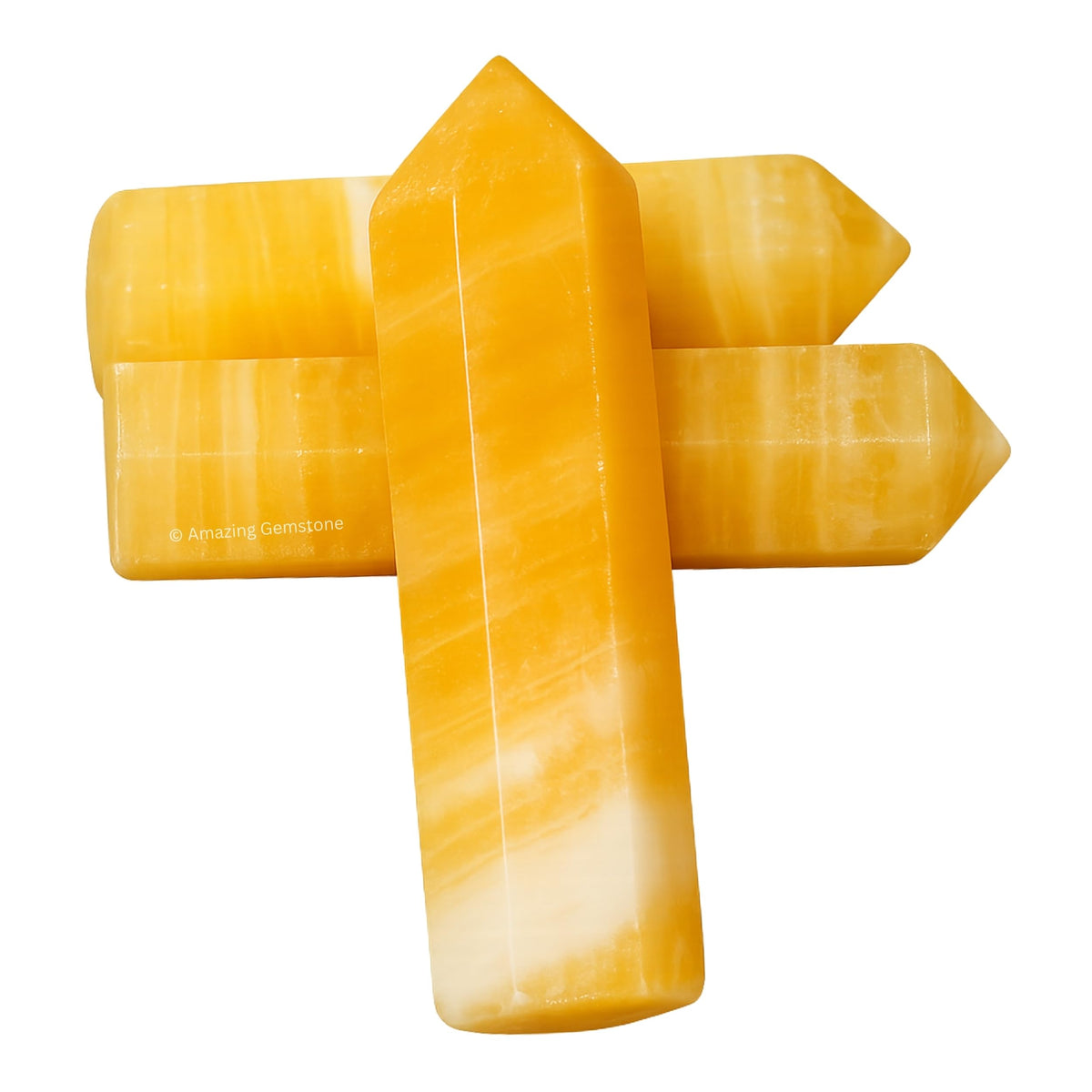 Amazing Gemstone Yellow Calcite Crystal Points Bulk Healing Crystals & Stones - Pack of 3 Single Terminated Healing Wand Point Bulk Crystals for Crafts, Crystal Grid, DIY Work - Premium Crystals
