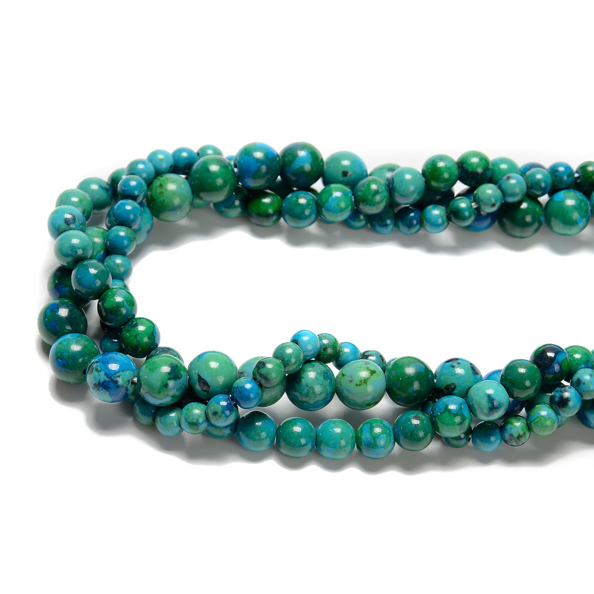 Land Long 120pcs(2 Strand/Set) 6mm Azurite Gemstone Beads with Healing Power, Smooth Round Energy Stone Beads for Jewlery Bracelets Earrings Making DIY