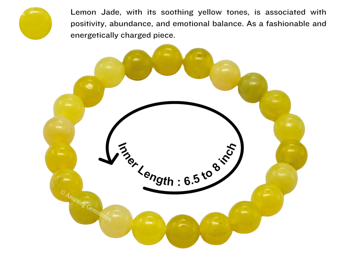 Amazing Gemstone Crystal Bracelet for Women Men's Gifts - Protection Healing Crystal Bracelet - 8mm Gemstone Beaded Stretchable Bracelet Pulseras Para Hombres Mujer Stocking Stuffers Mothers Day Gift (Lemon Jade)