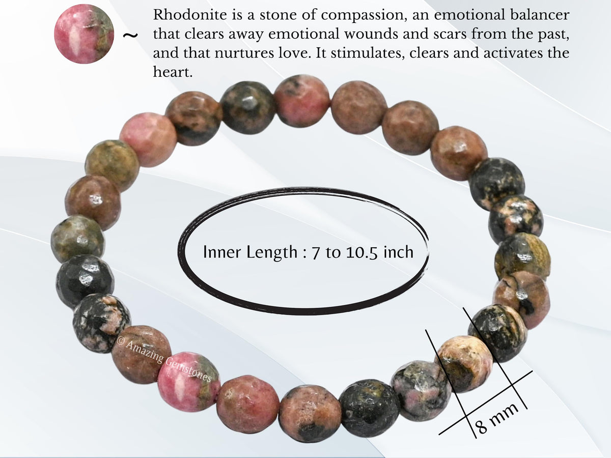 Amazing Gemstone Rhodonite with Matrix Bracelet for Women - Chakra Mens Bracelet Protection Crystals and Healing Stones - Blessing Bracelet Spiritual Meditation Gift Christmas Stocking