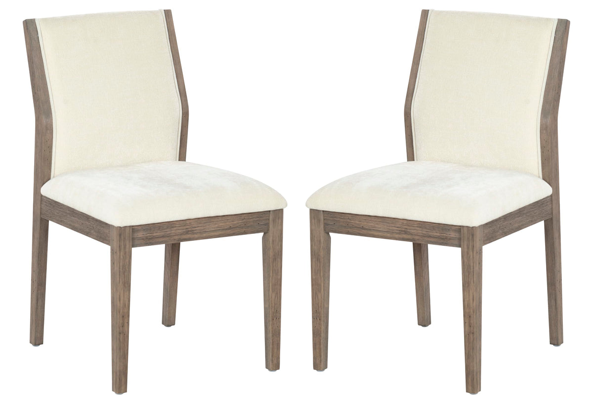 SAFAVIEH Couture Collection – Doriella Walnut Wood Dining Chair Set of 2, Modern Upholstered Dining Side Chairs with Padded Seat & Curved Back (SFV4276A-SET2)