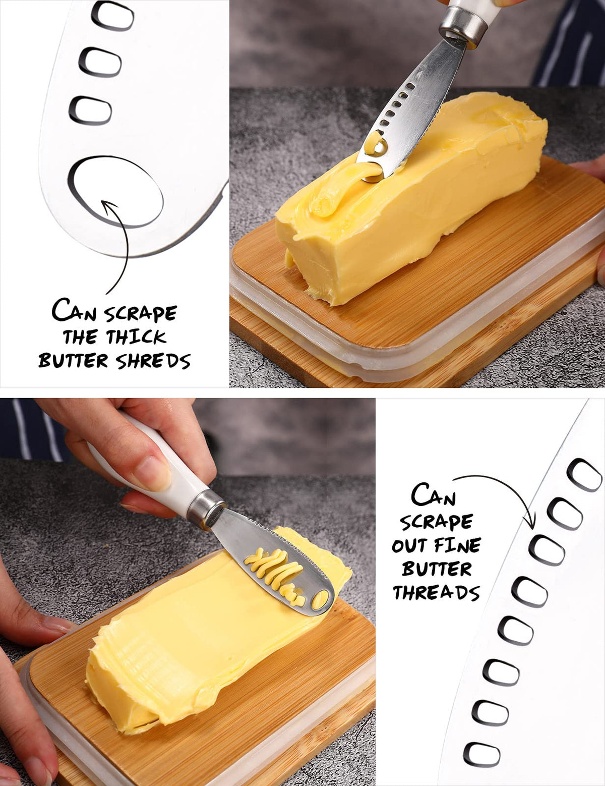 Butter Dish with Lid for Countertop, AISBUGUR Metal Butter Keeper with Stainless Steel Multipurpose Butter Knife, Butter Container with Double High-quality Silicone Good Kitchen Gift Set of 2 Black