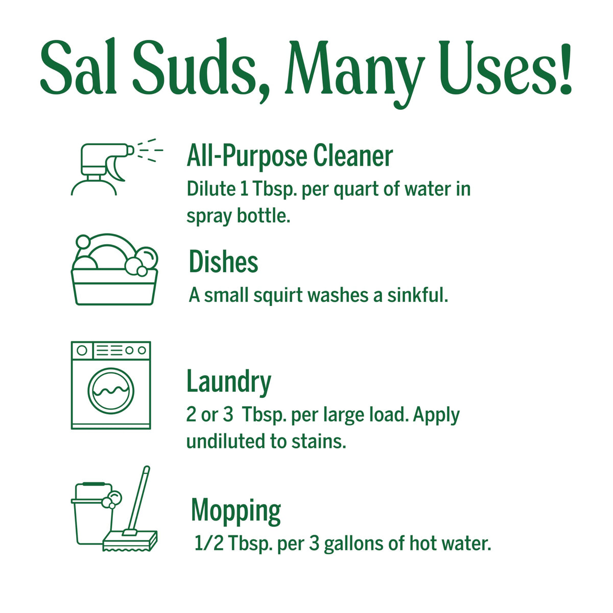 Dr. Bronner's Sal Suds Biodegradable Cleaner (32 oz) – All Purpose Pine Mop Detergent for Floors, Laundry & Dishes, Multi-Surface Concentrate, Heavy-Duty Degreaser