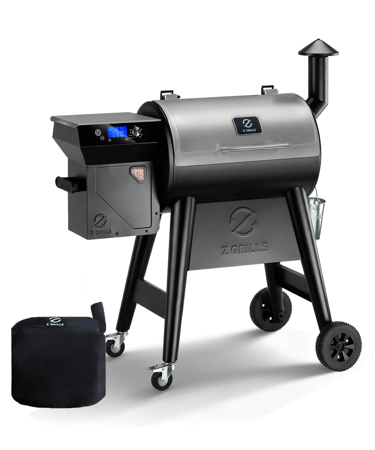 Z GRILLS 450E Pellet Smoker Grill, Upgrade PID 3.0 Temperature Control (180-450°F), 459 SQ.IN Cooking Area, 8 in 1 BBQ Grill,Hopper Cleanout, Meat Probe, Rain Cover, for Backyard Camping