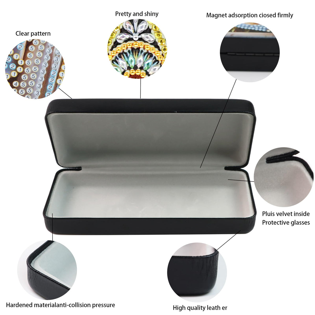 MVVMTOP Diamond Painting Eye Glass Case, DIY Seahorse Diamond Art Glasses Storage Box Sunglass Case for Adults Handmade for Art Craft Gift Travel Sunglass Eyeglasses