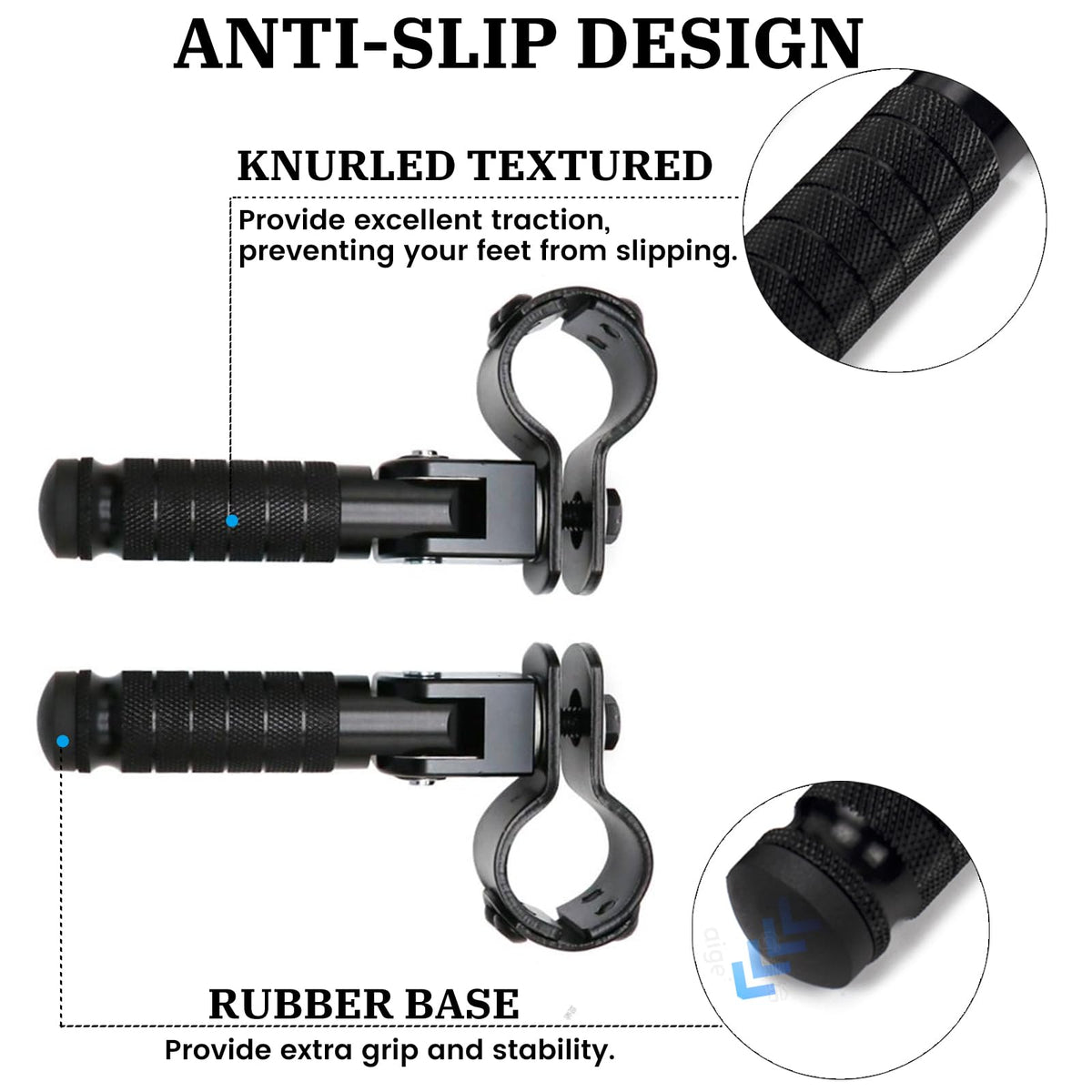 XINGWU M8 Motorcycle Foot Pegs 90 Degree Foldable Footpegs CNC Anti-Skid Footrest Universal for Yamaha Honda Suzuki Aprilia Electric Car Motorbike Mini Bike Dirt Pit Bike Passenger Pedal (Black)
