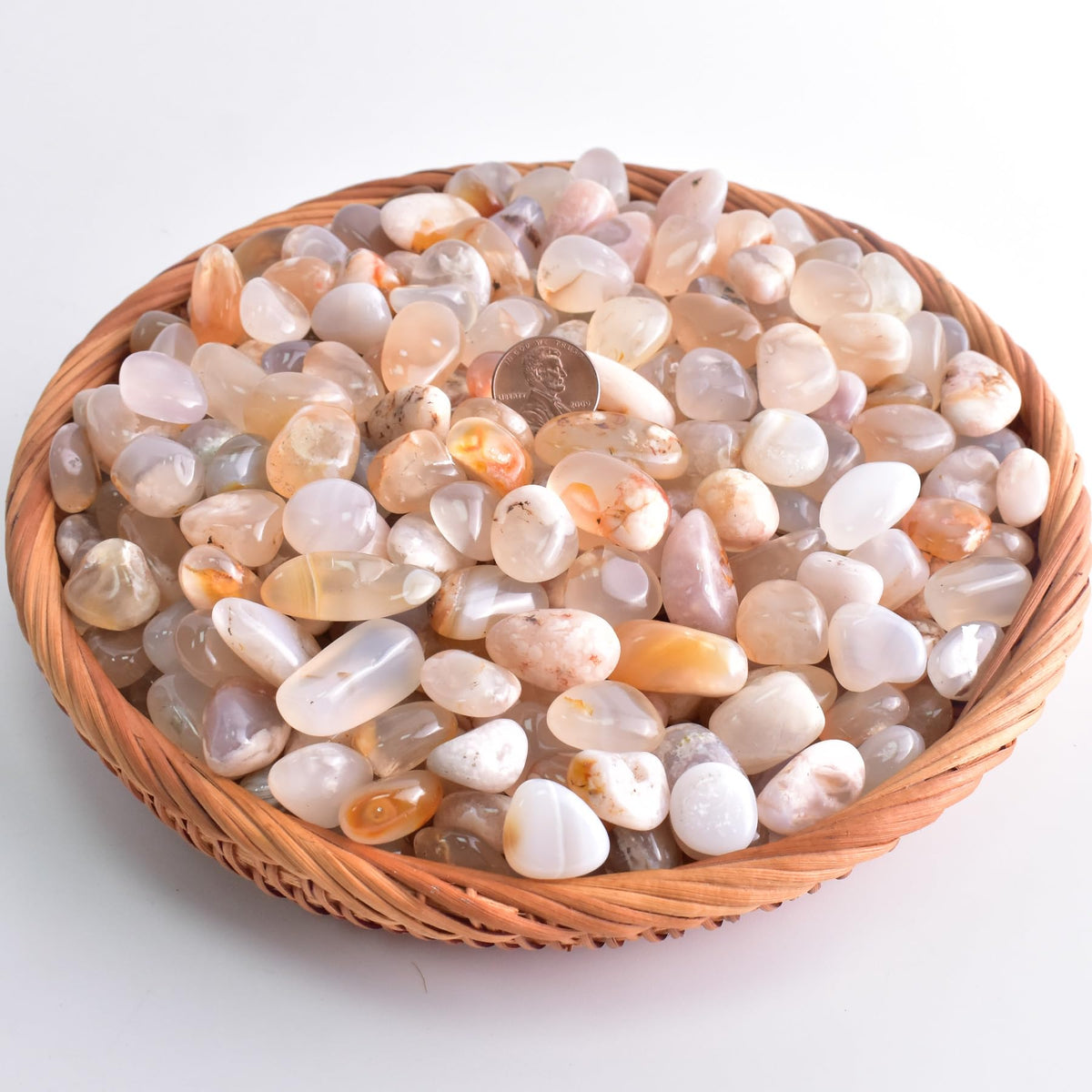 SigMntun Polished Sakura Agate Crystals - 72 Pcs, 0.5" 10 oz Handpicked Natural Tumbled Gemstones Rocks, Pebbles for Reiki, Chakra, Healing Home Decor