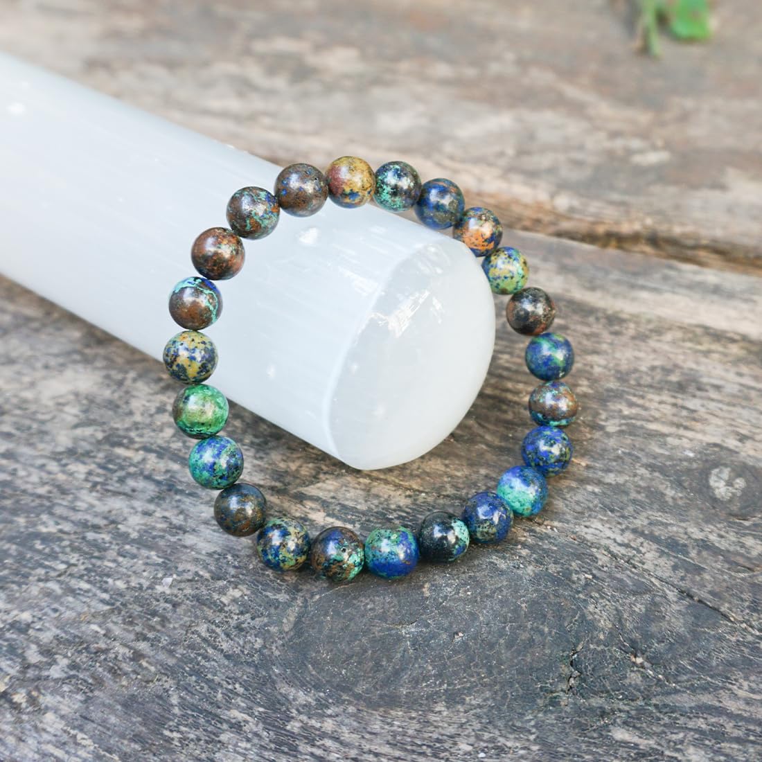 Natural 8mm Azurite Bracelet - Handcrafted Deep Blue Gemstone Jewelry with Spiritual Energy for Women & Men