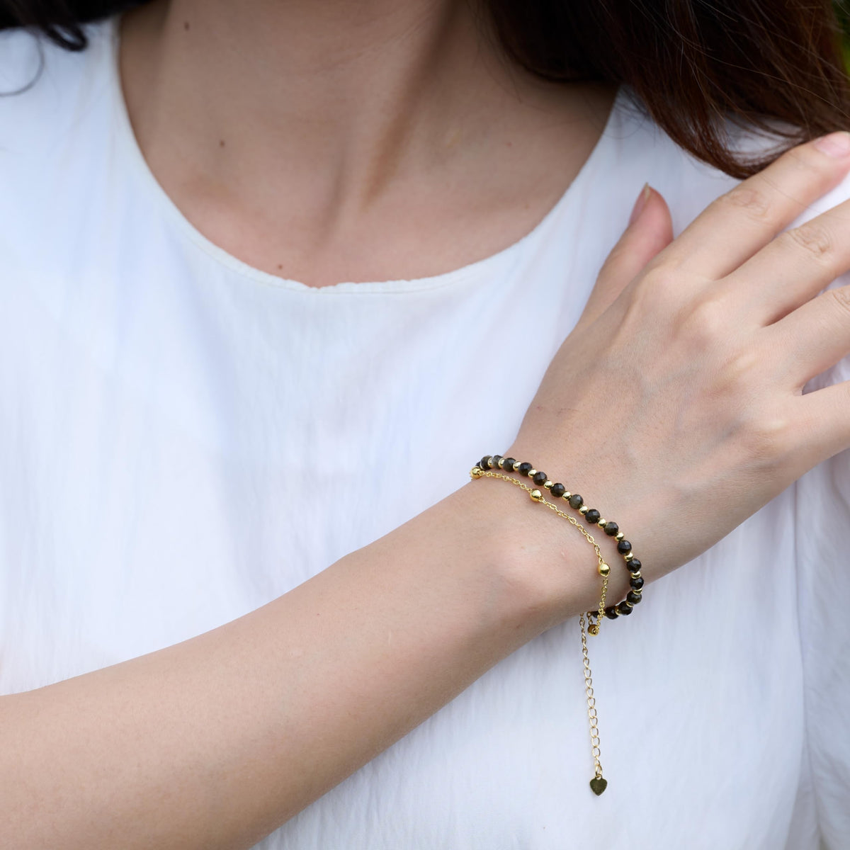 Farfume Golden Obsidian Crystal Bracelet Beaded Bracelets for Women 4mm Natural Stone Beads Gemstone Handmade Jewelry Valentine's Day Gifts