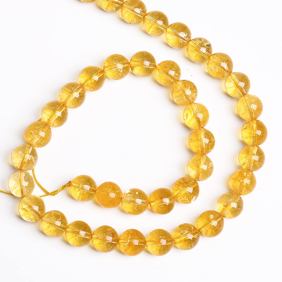 75PCS 10MM Natural Citrine Yellow Quartz Crystal Round Spacer Loose Beads for Jewelry Making DIY Bracelet Necklace