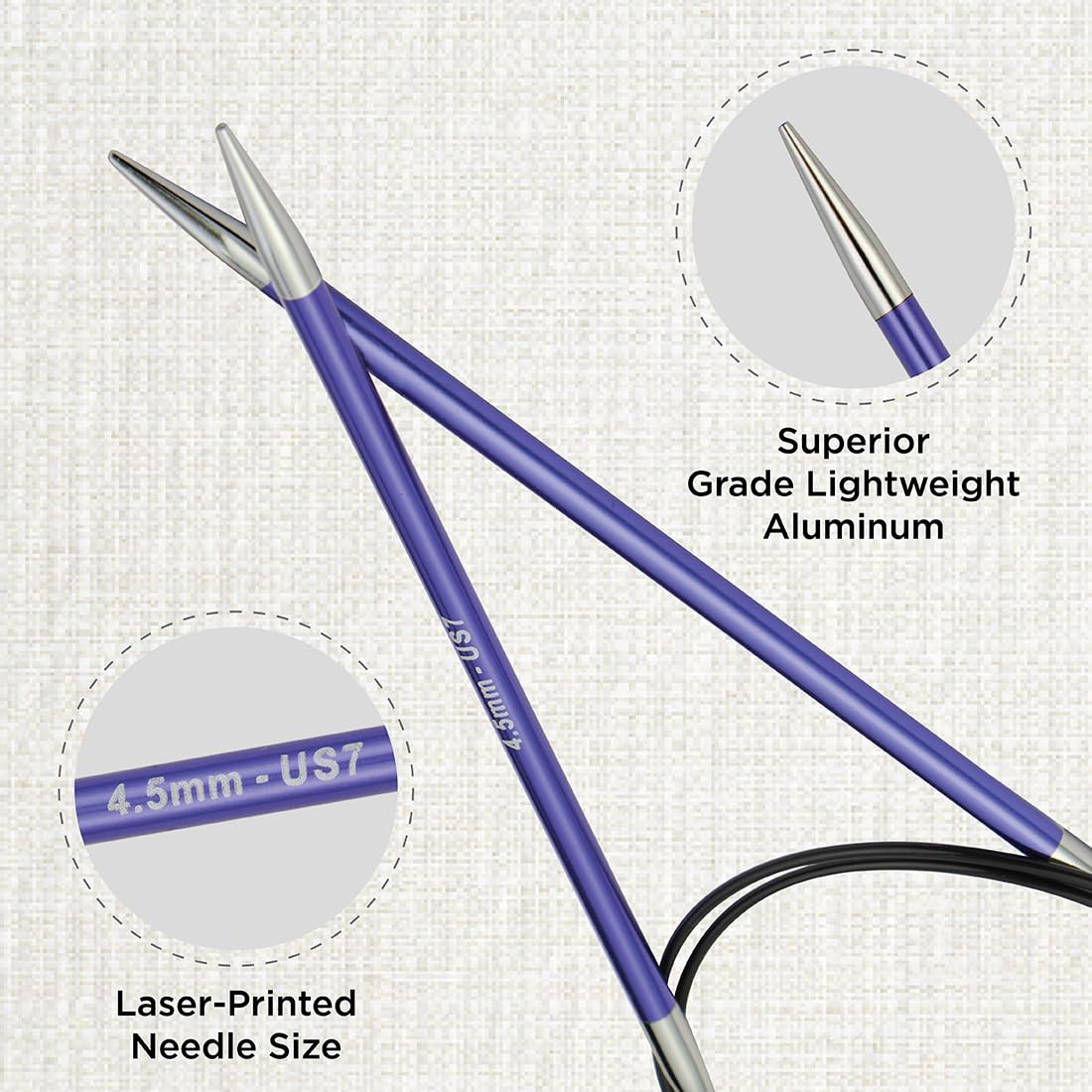 KnitPro Zing Fixed Circular Needles 16" (40cm) | US Size 7 (4.5mm)