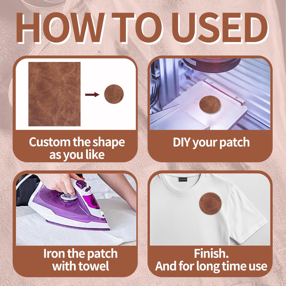 5 Large Pieces of Laserable Leatherette Sheet, 12.6×10.2 Inch Faux Leather for Laser Engraving Patches,Blank Iron on Patches with Heat Press Adhesive(Dark Brown)
