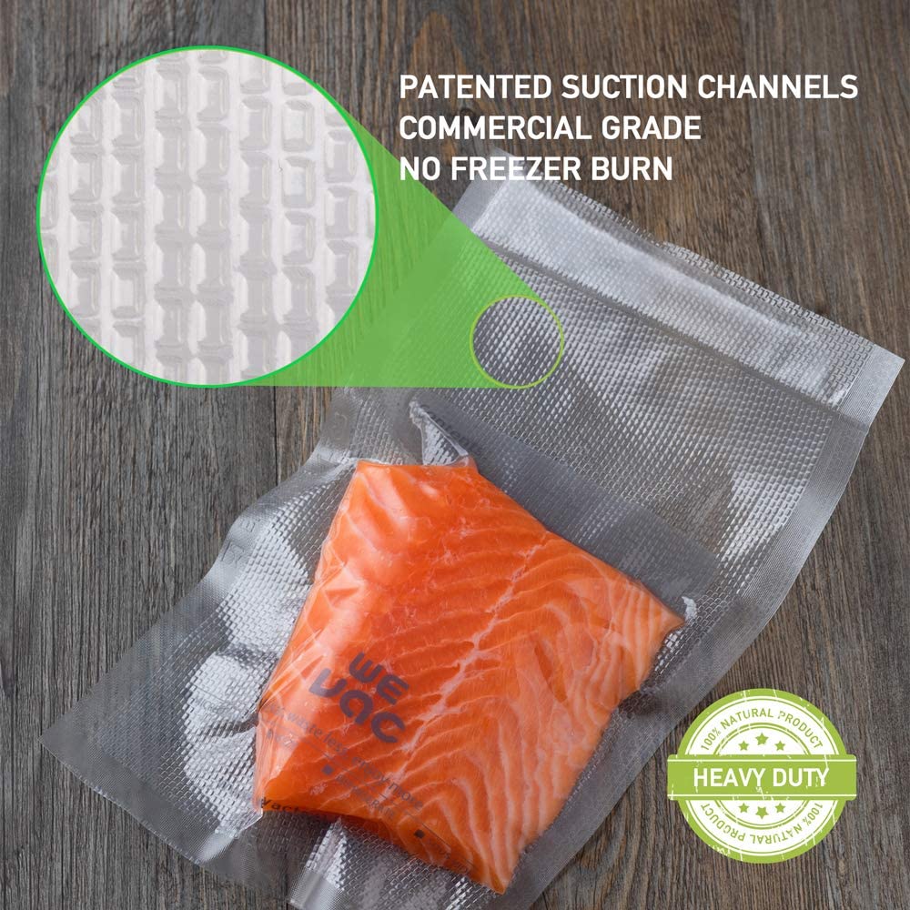 Wevac 8” x 12” 200 Count Food Vacuum Sealer Bags Keeper, PreCut Quart, Ideal for Food Saver, BPA Free, Commercial Grade, Great for storage, meal prep and Sous Vide