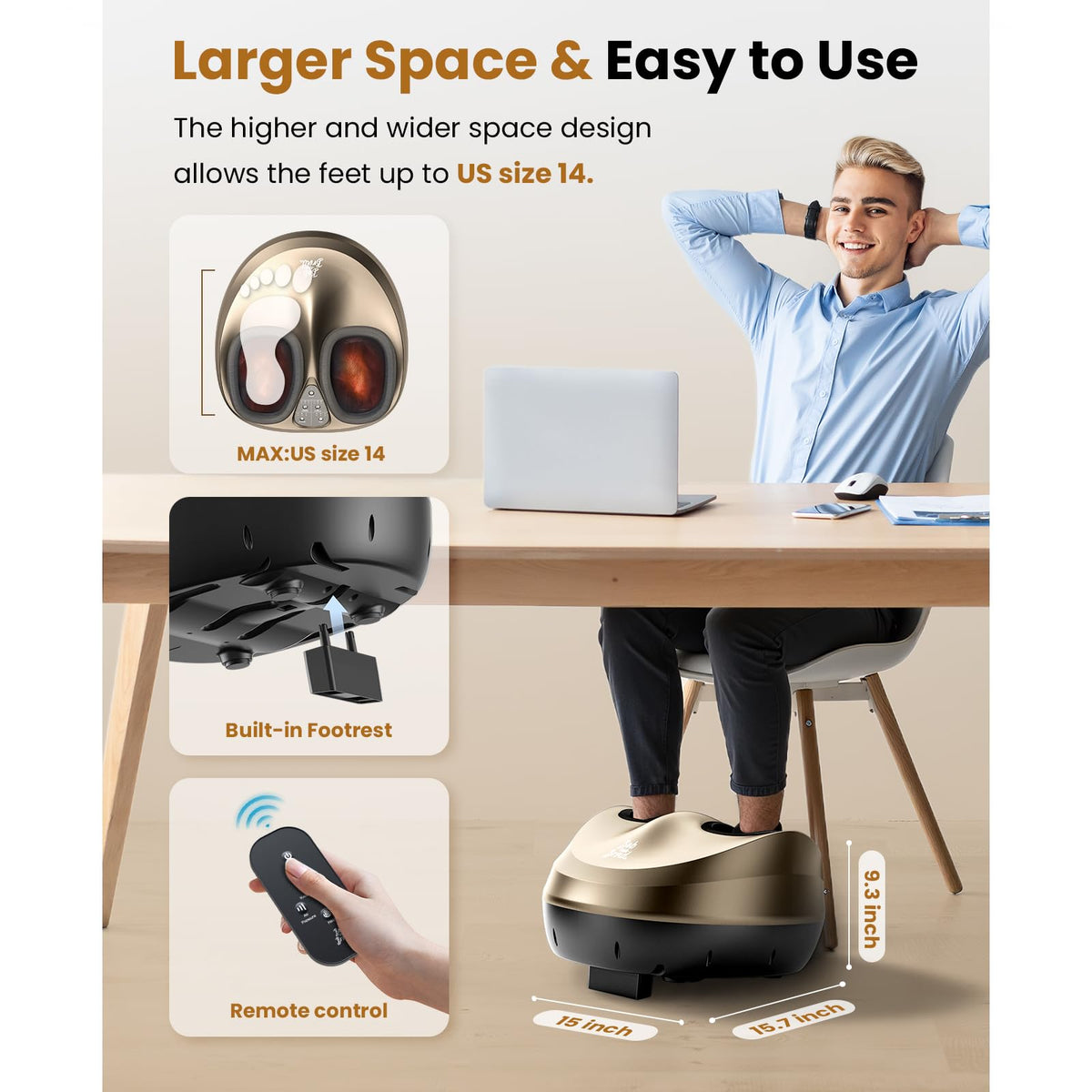 BOB AND BRAD Foot Massager Machine with Heat and Remote, Fathers Day Dad Gifts for Men Husband, Fits up to Size 14, Shiatsu Deep Kneading Feet Massager with 3 Adjustable Modes for Standing Worker