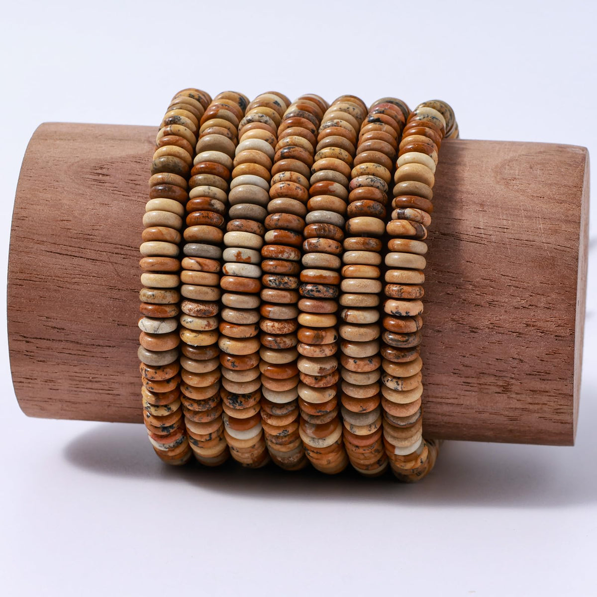 Natural Blown Picture Disk Stone Spacer Beads 6x2mm 38cm/str Flat Rondelle Loose Semi Gemstone Caps for Making Bracelets Necklace