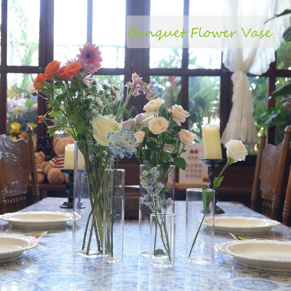 Zomiol 30pcs Glass Cylinder Vase for Centerpieces, 6,8,10,10,12 inch Tall Big Clear Flower Vase Bulk Floating Candle Holder for Wedding Table Home Décor and Party