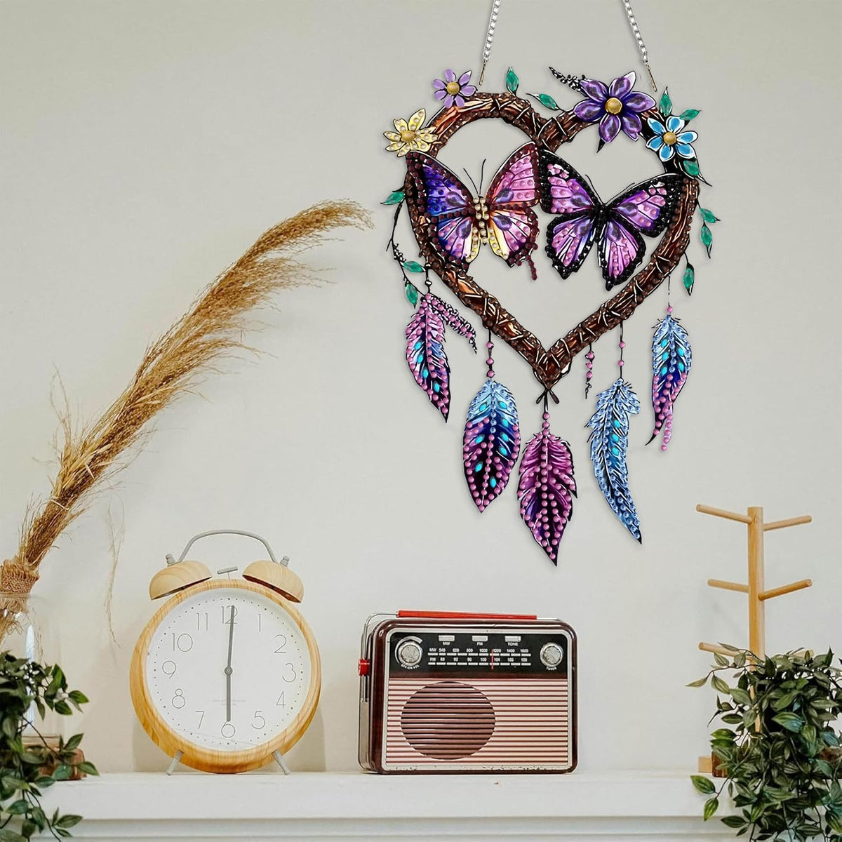 DIY Hanging Diamond Art Kits for Adults, butterfly Dream Catcher Diamond Painting Kits, Special Shaped Rhinestone, Acrylic 5D Gem Art Craft Window Pendants Home Garden Wall Hanging Ornament Kits