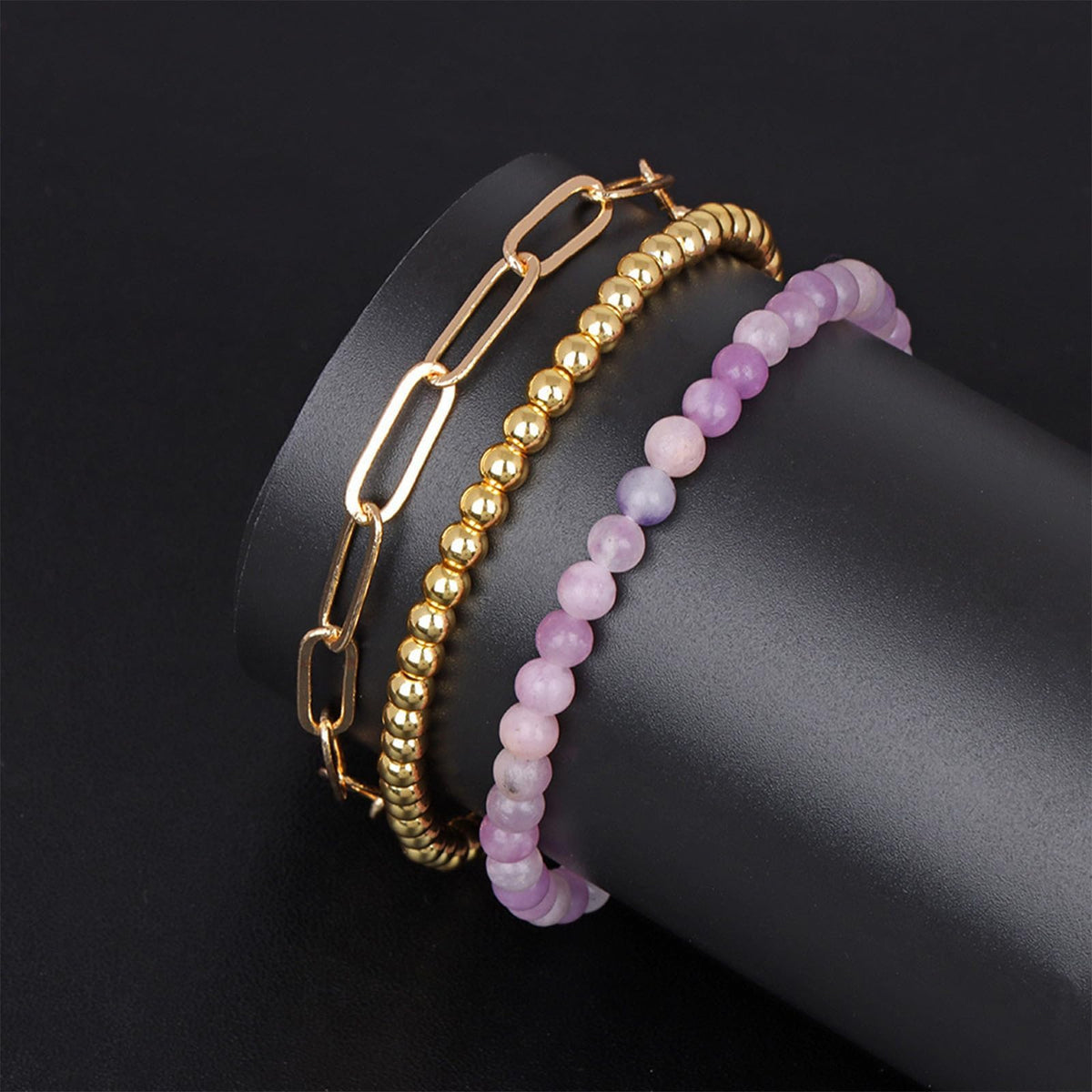 Harry and Henry Gold Beaded Bracelets for Women Gold Crystal Stackable Bracelets for Women Elegant Bead Bracelet Set Boho Jewelry Gift