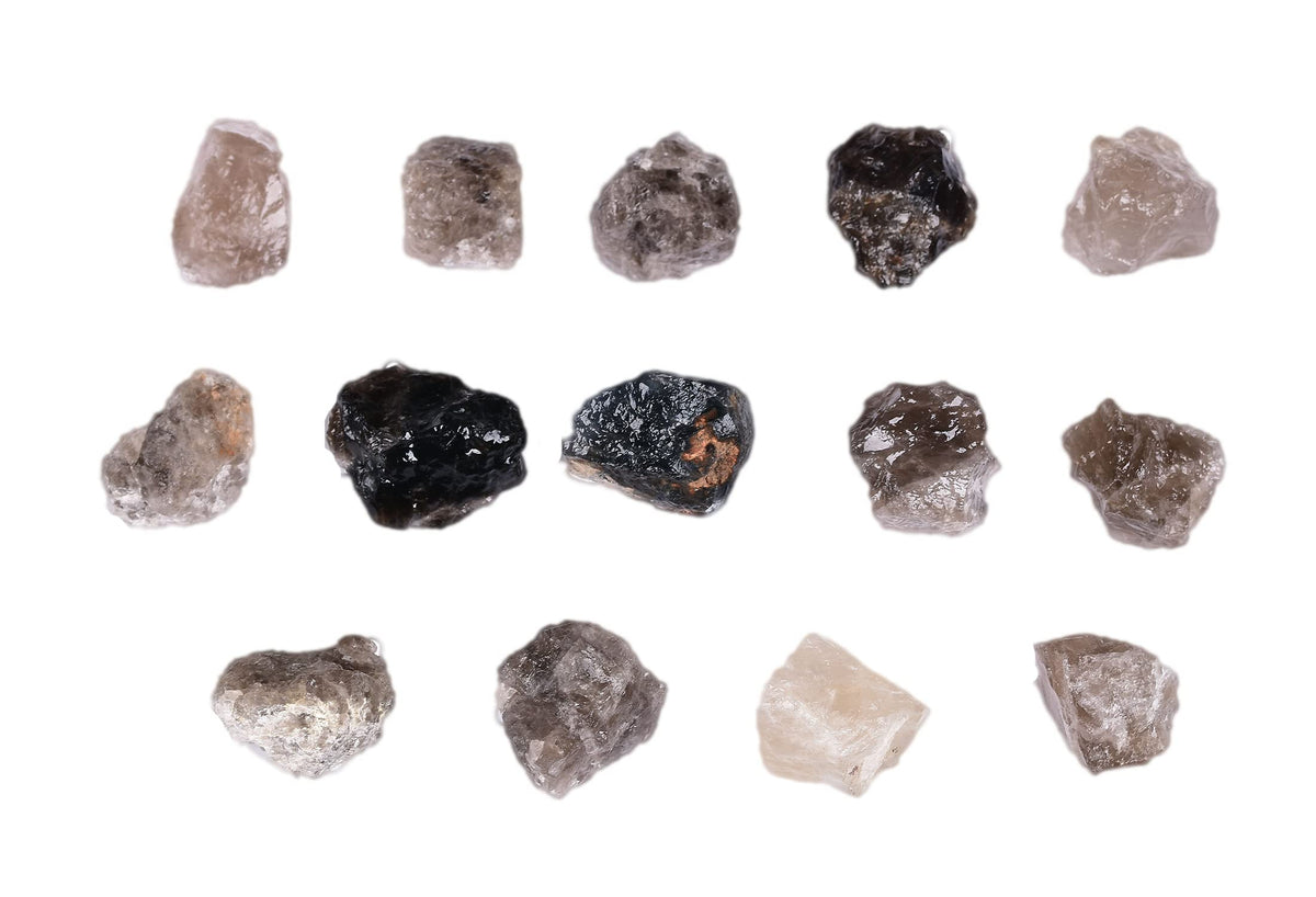 JIC Gem 12-16Pcs 0.7 Lbs irregular shape unpolished raw Madagascar natural Smoky Quartz Crystals and Healing Stones,0.32KG Gemstone Crystal Bulk rough Stones