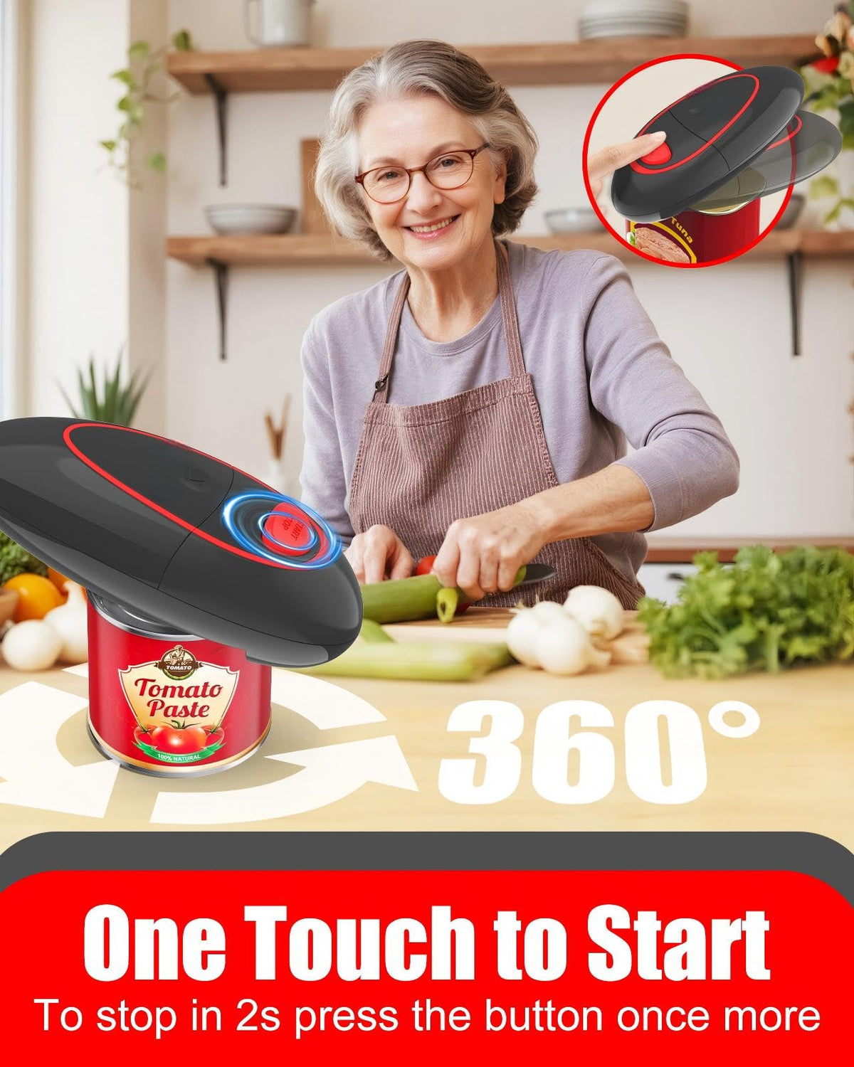 One Touch Electric Can Opener Fits Almost All Can Sizes for Seniors with Arthritis, Hand Held Battery Operated Can Opener with Smooth Edge, Food Safe Kitchen Gadgets Automatic Can Opener for Kitchen