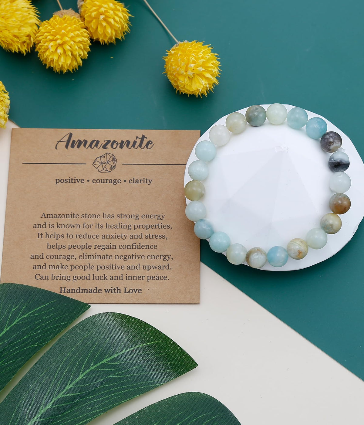 BOMAIL Natural Stone Bracelet for Women Men - 8MM Semi-Precious Gemstone Beaded Bracelet Healing Crystal Stretch Bracelet Yoga Bracelets Jewelry