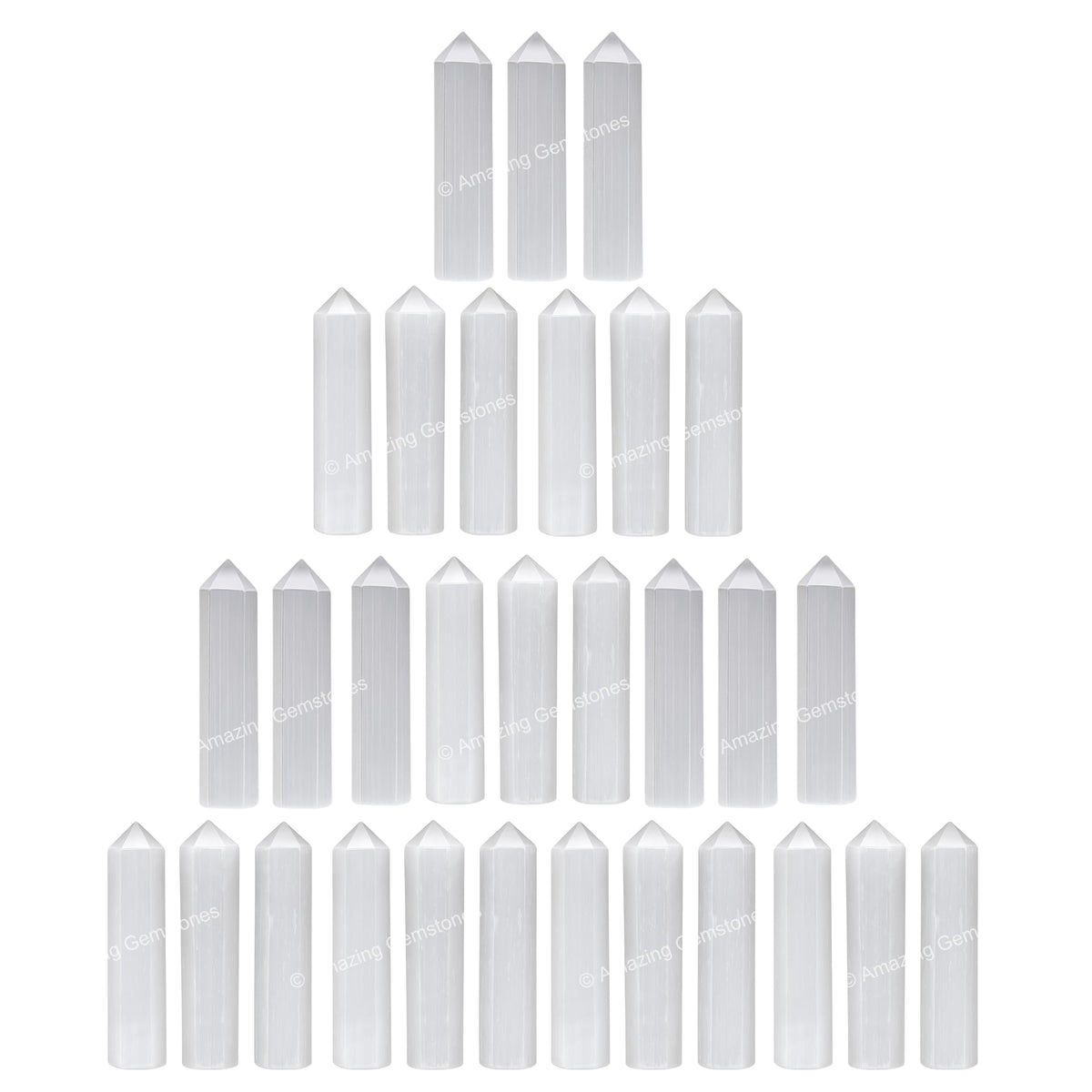 Amazing Gemstone Selenite Crystal Points Bulk Healing Crystals - Pack of 3 Single Terminated Healing Wand Point Bulk Crystals for Crafts, Crystal Grid, DIY Work - Premium Crystals for Beginners Gifts