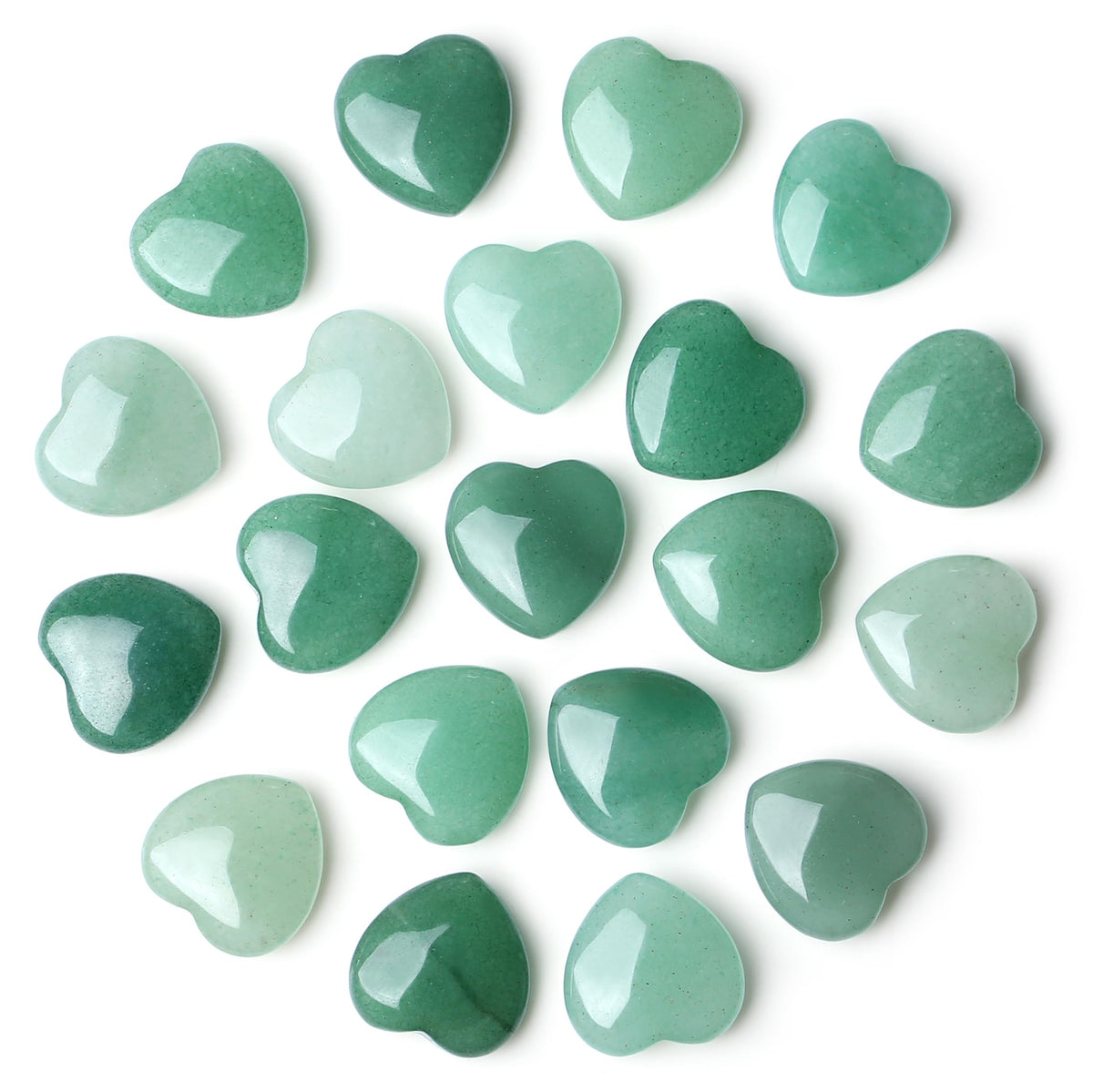 NUKAYAI 20PCS Green Aventrine Healing Crystals Stones Heart Love Shaped Polished Crystal Natural Cute Pocket Thumb Reiki Wholesale Set Balancing Meditation Mothers Day Bulk Gifts for Women