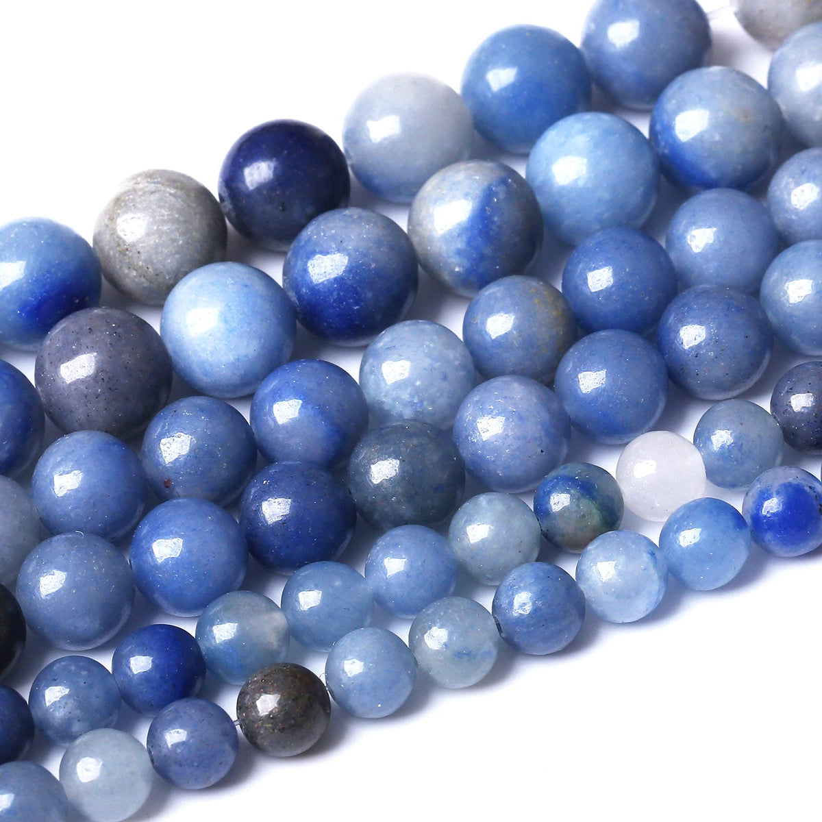 36PCS 10MM Natural Blue Aventurine Beads Round Loose Stone Beads for Jewelry Making DIY Energy Stone Healing Power Bracelet 15"