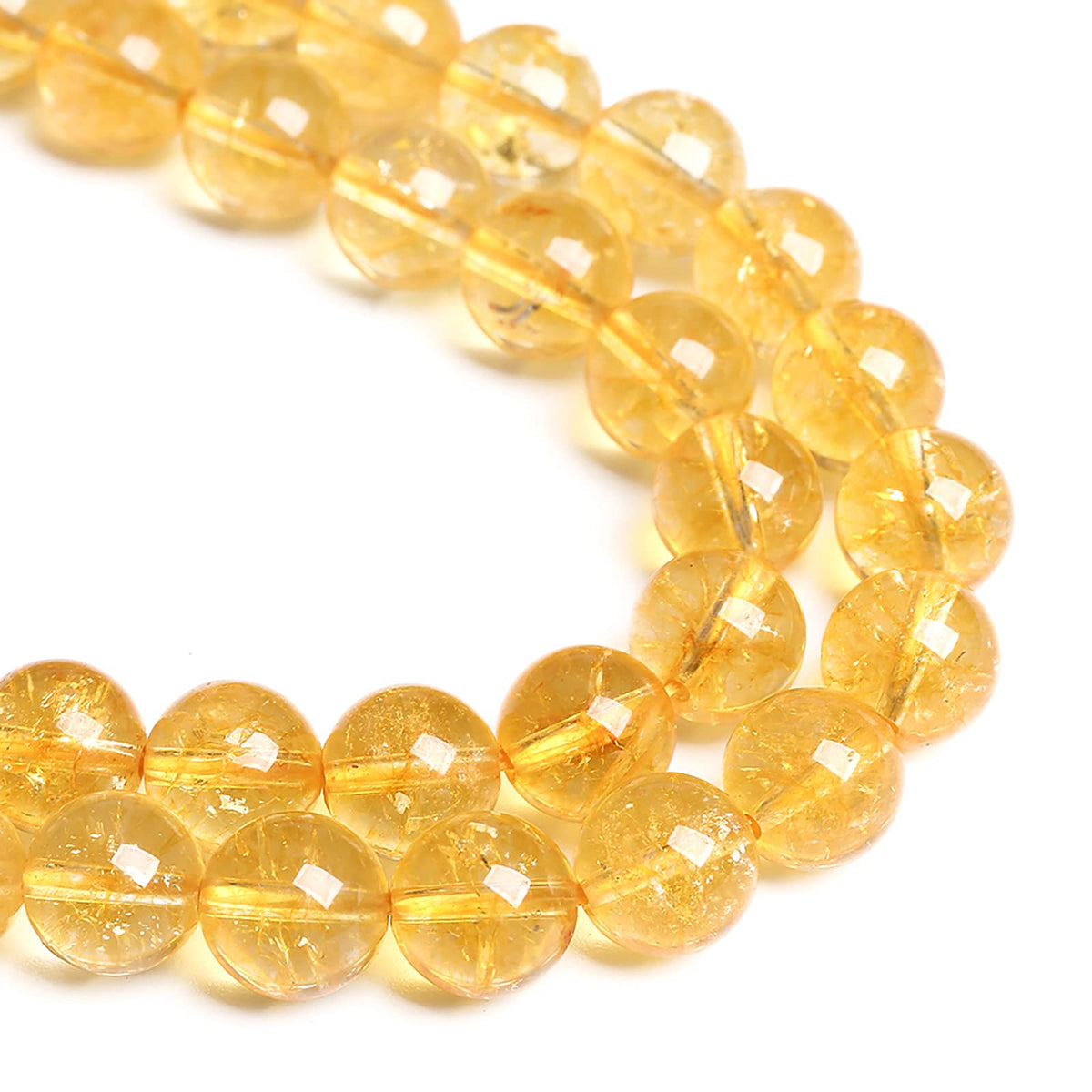 10MM 36PCS Natural Citrine Yellow Quartz Crystal Round Spacer Loose Beads for Jewelry Making 15 inches DIY Bracelet Necklace
