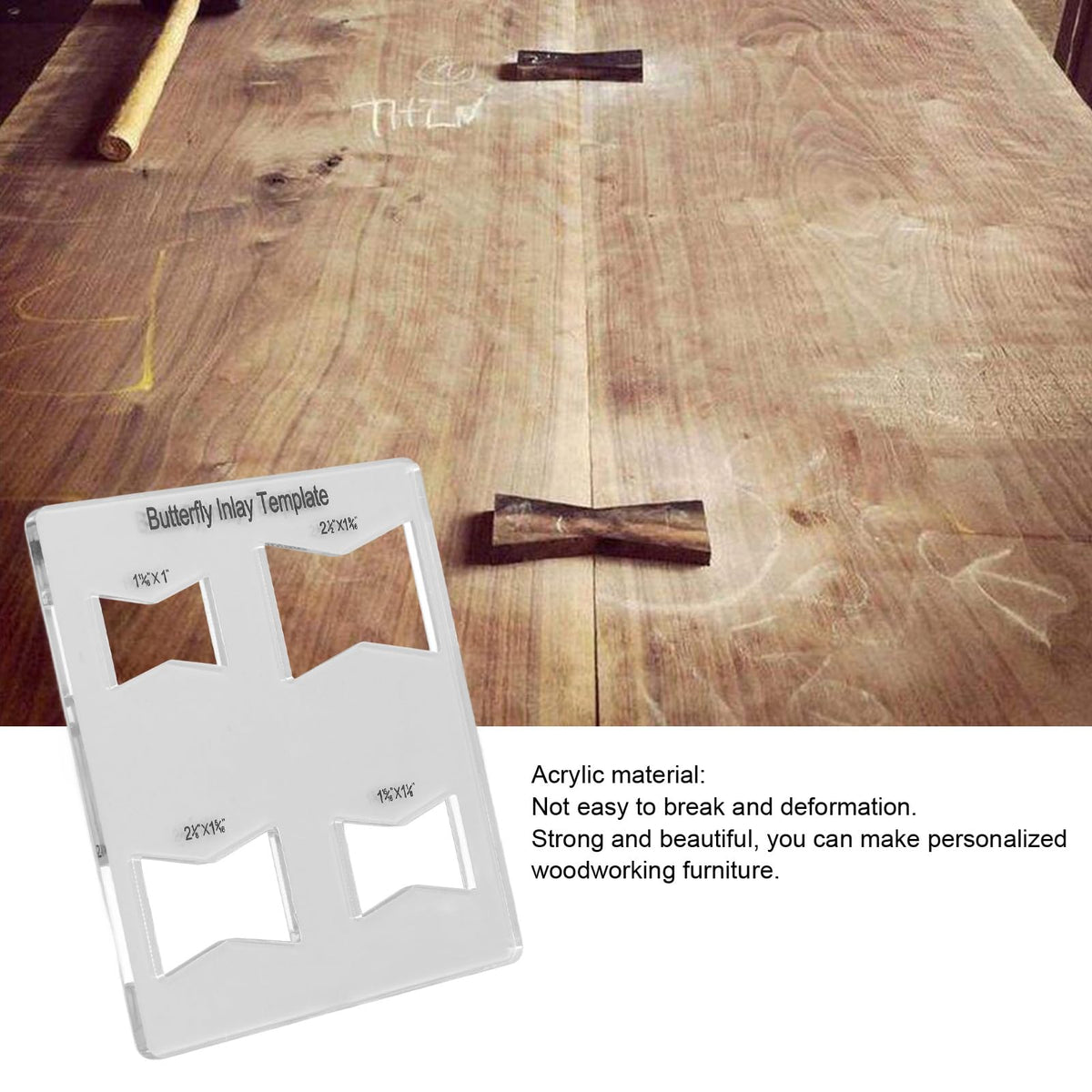 Butterfly Inlay Template Acrylic Woodworking Decoration Router Jig for Furniture Repair Precise Cut Clip (Butterfly Inlay Template)