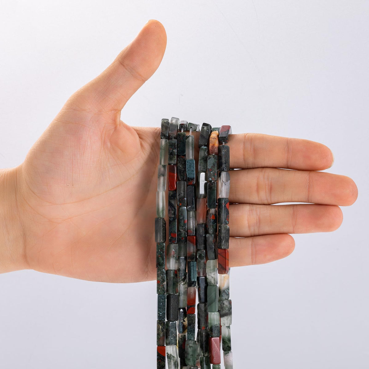 Natural Bloodstone Rectangle Tube Beads 4x13mm 38cm/str Loose Semi Gemstone Stone Beads for Making Bracelets Necklace Earrings