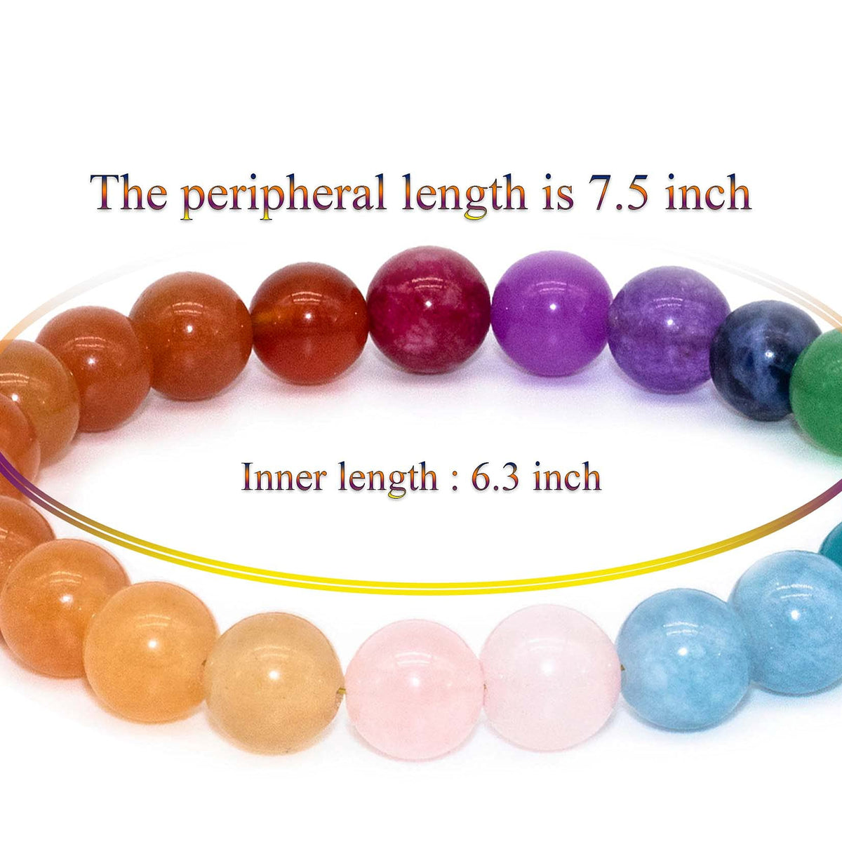 DAZCOLO 8mm Natural Gemstone Stretch Bracelet, Handmade Unisex Crystal Bracelets for Meditation, Yoga, Spiritual Healing & Positive Energy (7 Chakra)