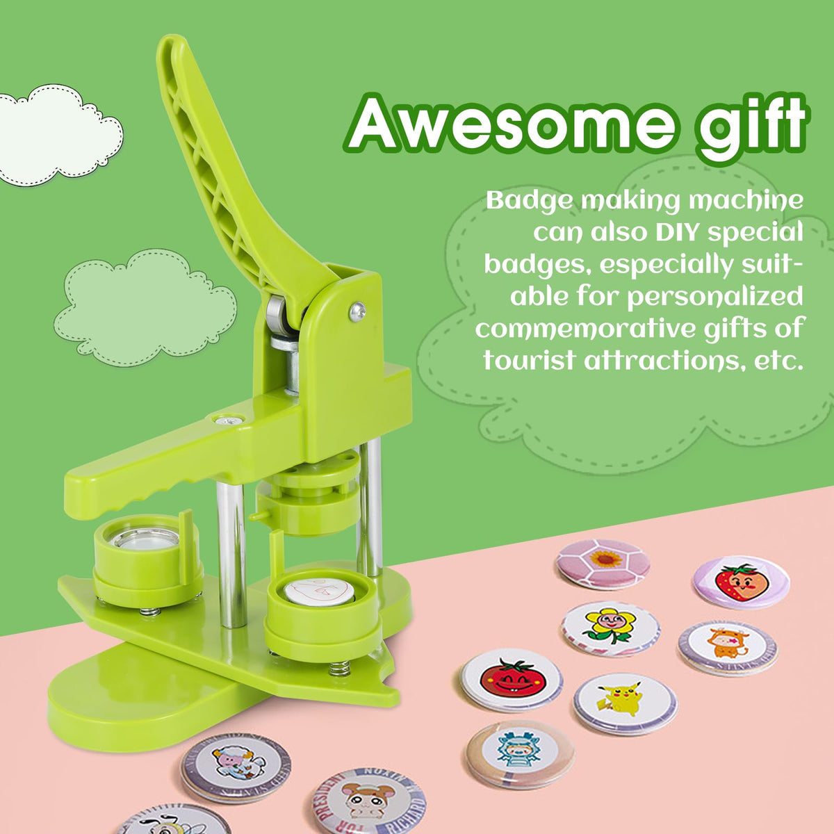 Button Maker Machine,25mm 1inch Button Maker 200Pcs Button Maker Press Machine Kit with Button Maker Supplies DIY Button Pin Maker Machine, for Kids DIY Gifts