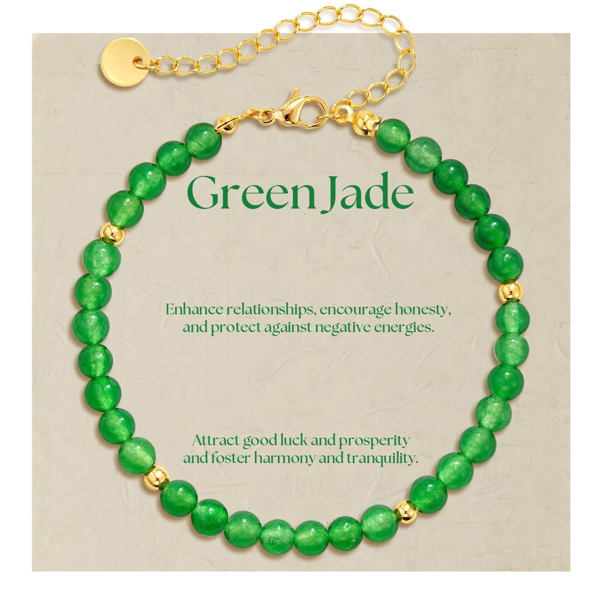 Treasure Bender Protection Beaded Bracelet for Women Men, Natural Crystals and Healing Stones Adjustable Green Jade Bracelet Jewelry Gifts for Women Men (Green Jade)