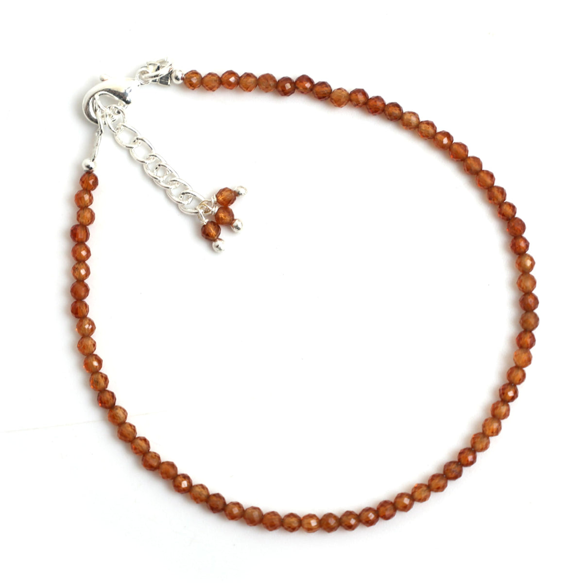 Gempires Hessonite Garnet Bracelet for Women | Dainty Gemstone Beaded Bracelet 2.5 mm | Handmade Stacking Bracelet | Adjustable Lightweight Minimalist Jewelry | Brown Orange Crystal Gift for Her