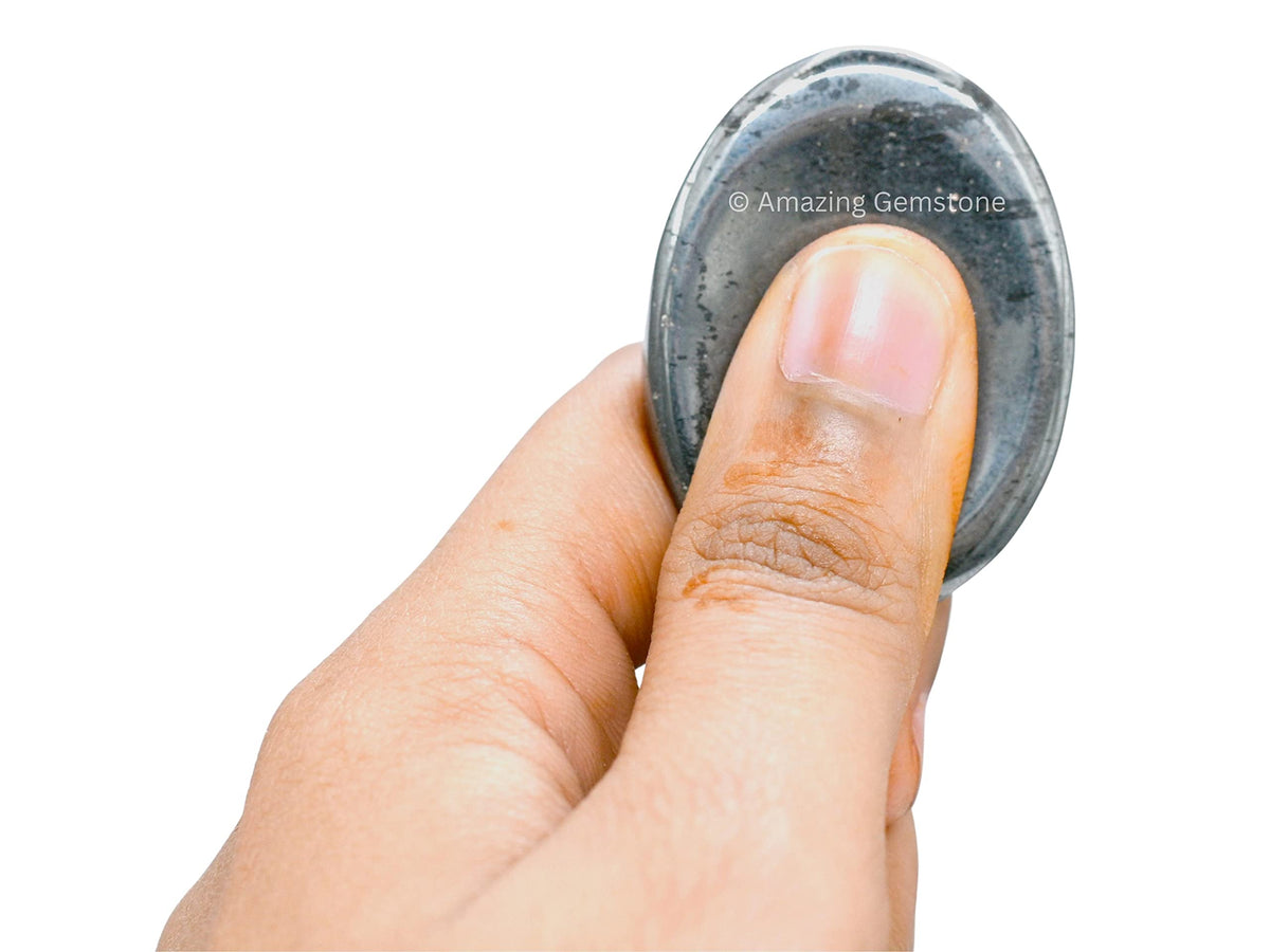 Amazing Gemstone Hematite Worry Stone Crystals and Healing Stones - Worry Stones for Stress Relief Gifts - Piedra Crystal Fidget for Meditation,Relaxation - Unique Stocking Stuffers and Birthday Gift