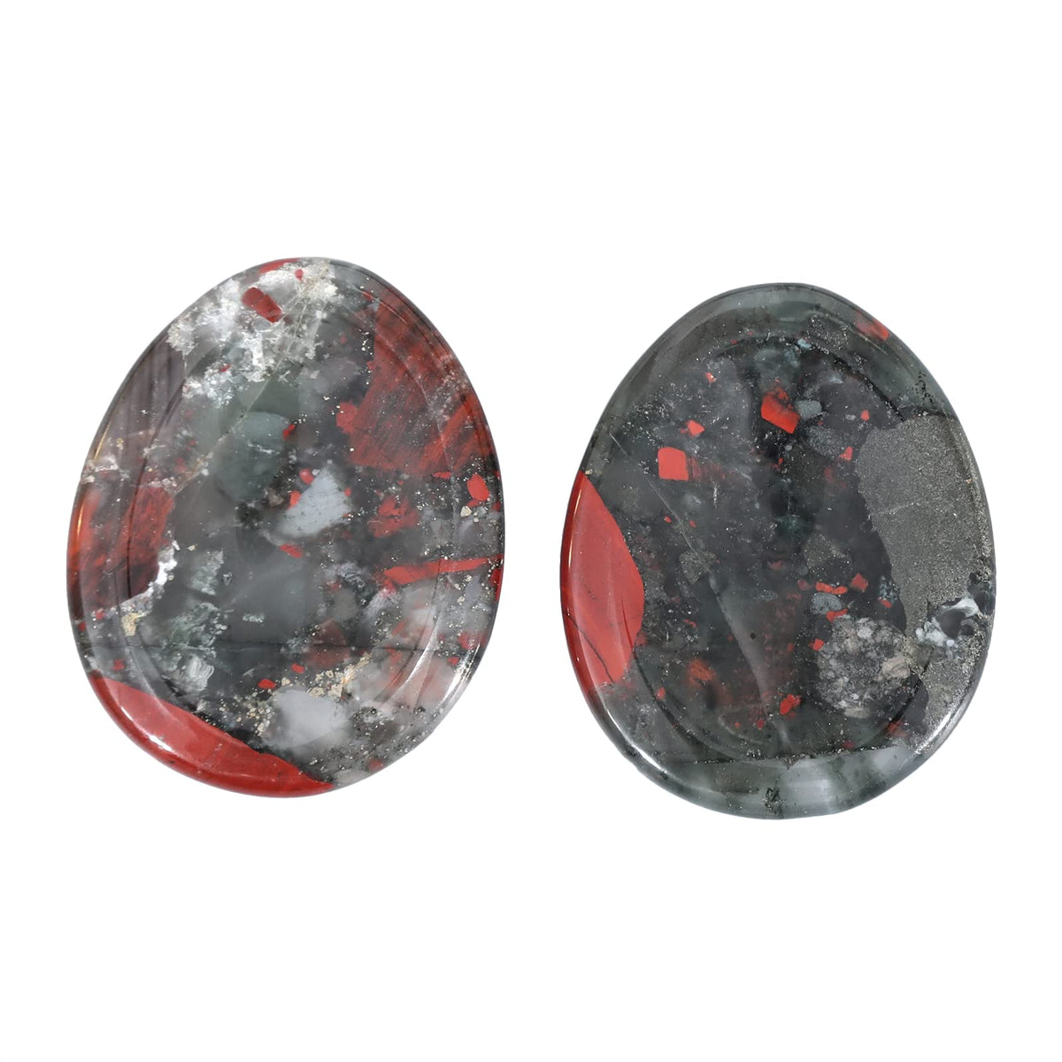 Loveliome Africa Bloodstone Thumb Worry Stone, Stress Relax Healing Reiki Crystal Pocket Palm Stones,Pack of 2