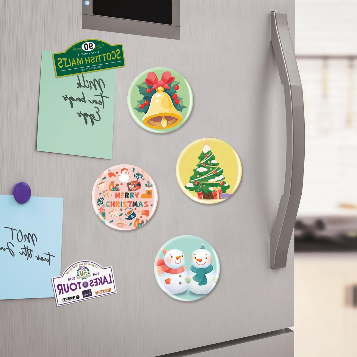 Happizza 100 Sets Button Maker Supplies for Fridge Magnet Maker Machine 58mm/2.25 inch, Including Metal Cover, Metal Back Cover, Clear Film, Blank Paper, Soft Magnet and Gasket