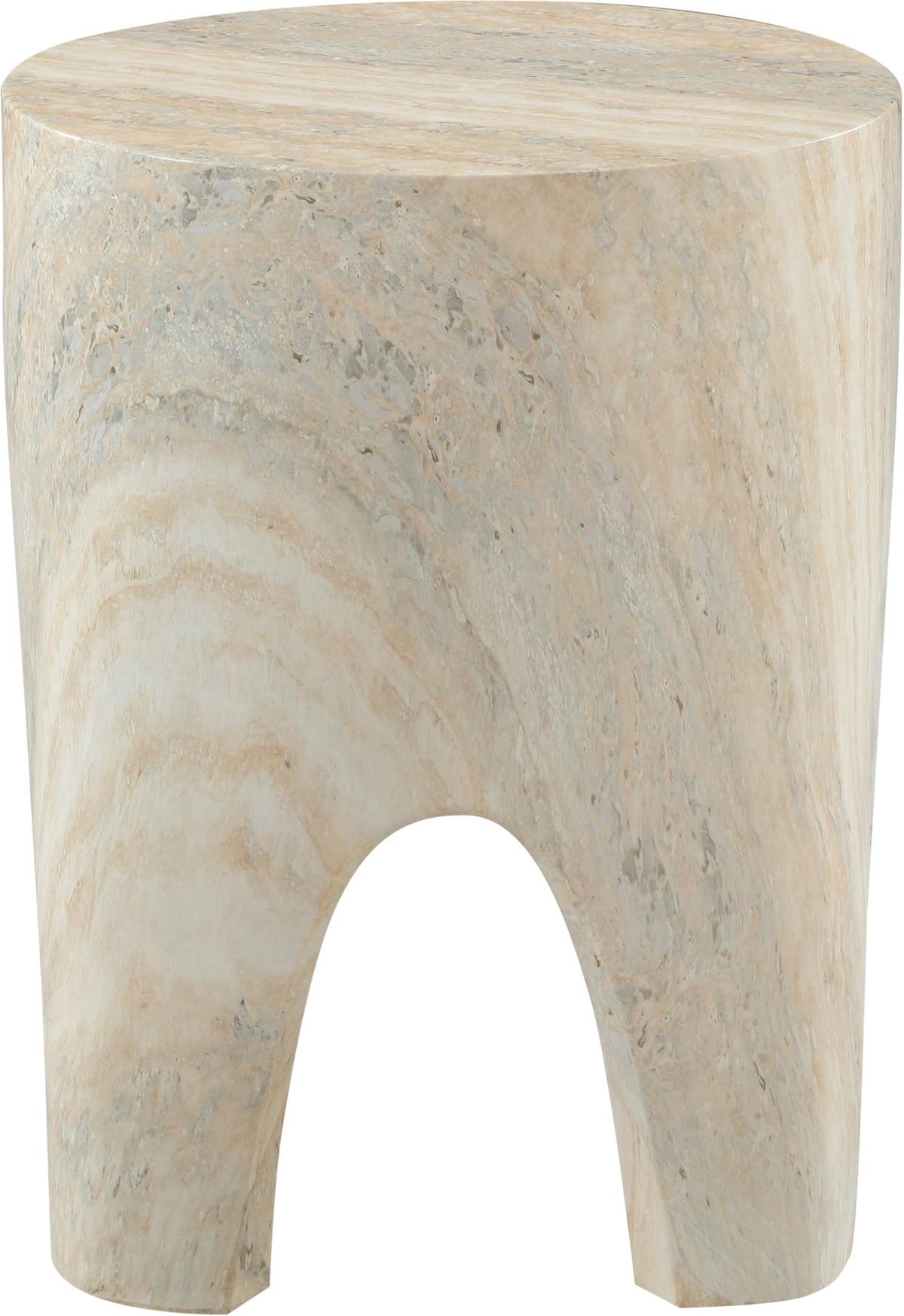 Meridian Furniture 99054Travertine-ET Foligno Collection Art Deco Indoor/Outdoor Concrete End Table with Travertine Finish, 14" W x 14" D x 18" H, Travertine
