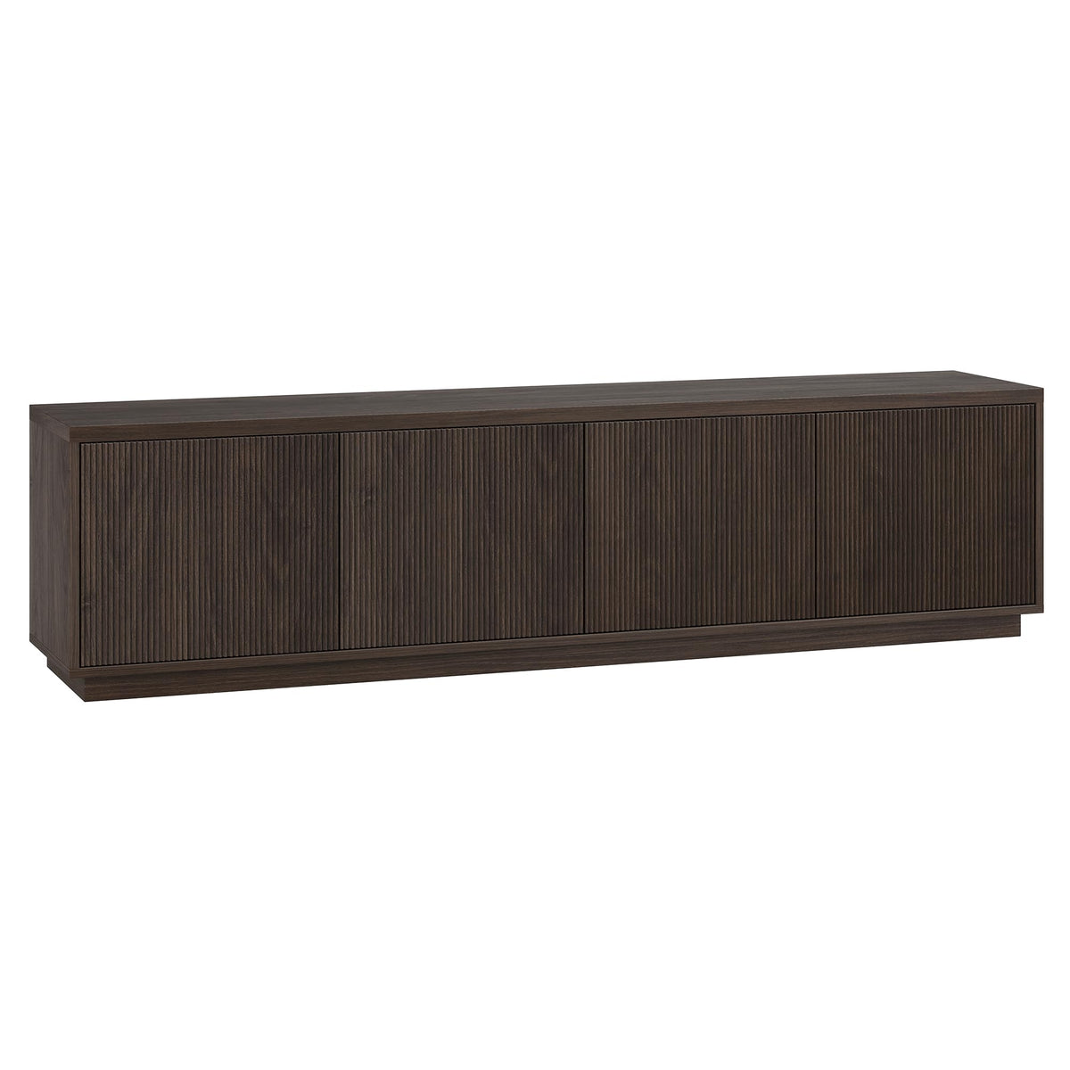 Henn&Hart Fluted TV Stand for TVs up to 85" with 2 Concealed Ribbed Storage Cabinets and Adjustable Shelves for Living Room, Family Room, or Office, Rich Brown