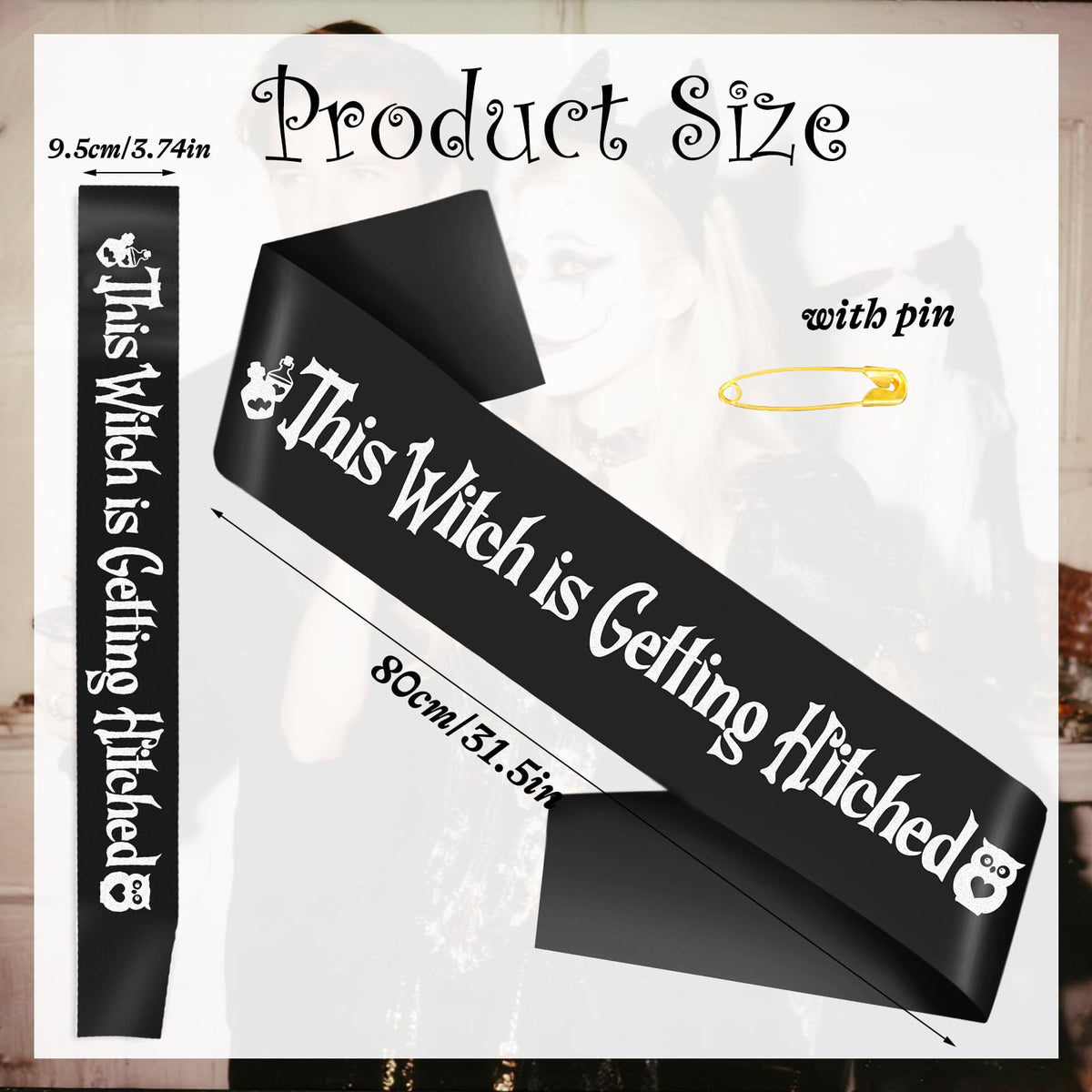 JXYCBZYing Black This Witch is Getting Hitched Sash, Halloween Bride to Be Sash, Witchy, Halloween Themed Bachelorette, Engagement, Bridal Shower, Wedding Party Supplies, Accessories, Decorations