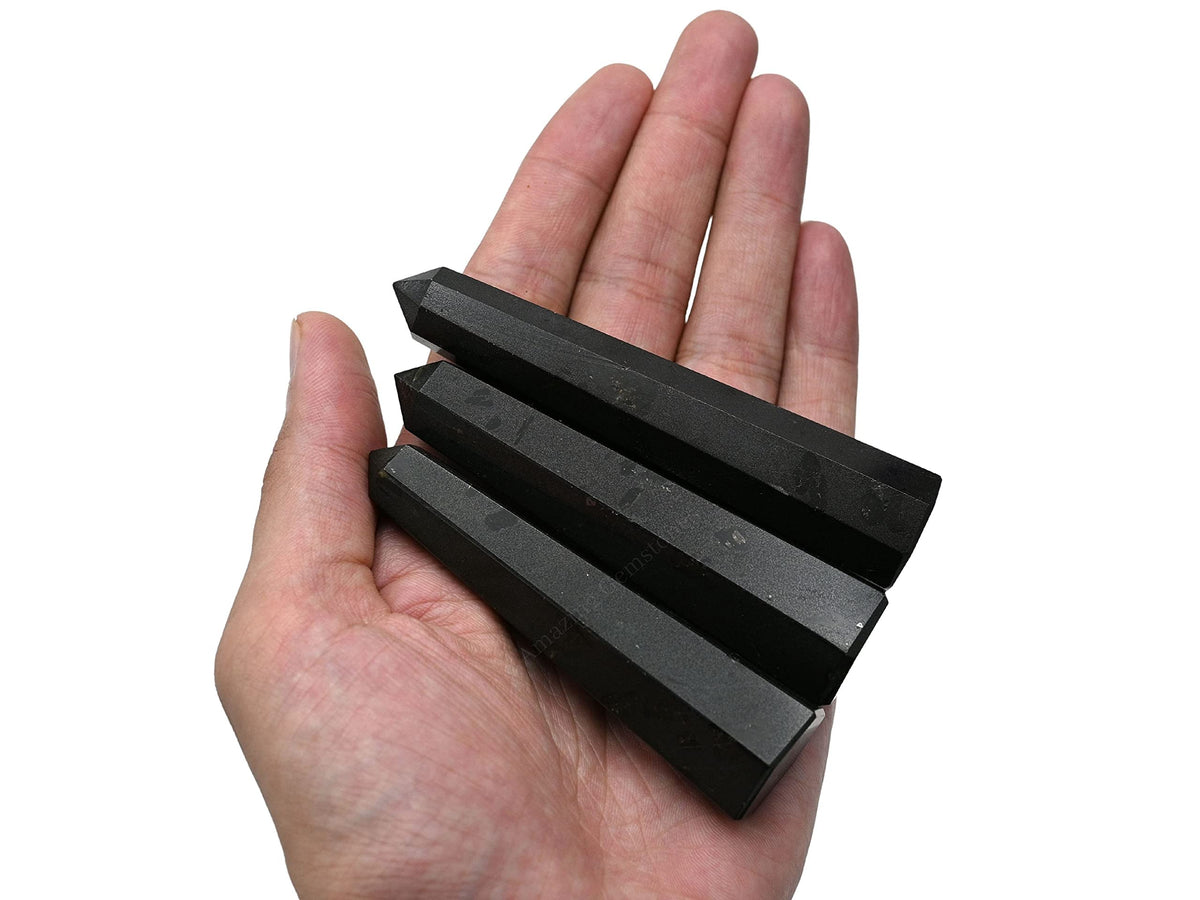 Amazing Gemstone Black Tourmaline Crystal Towers ~ Natural Healing Crystal Point Obelisk for Reiki Healing and Crystal Grid (3- Inch)