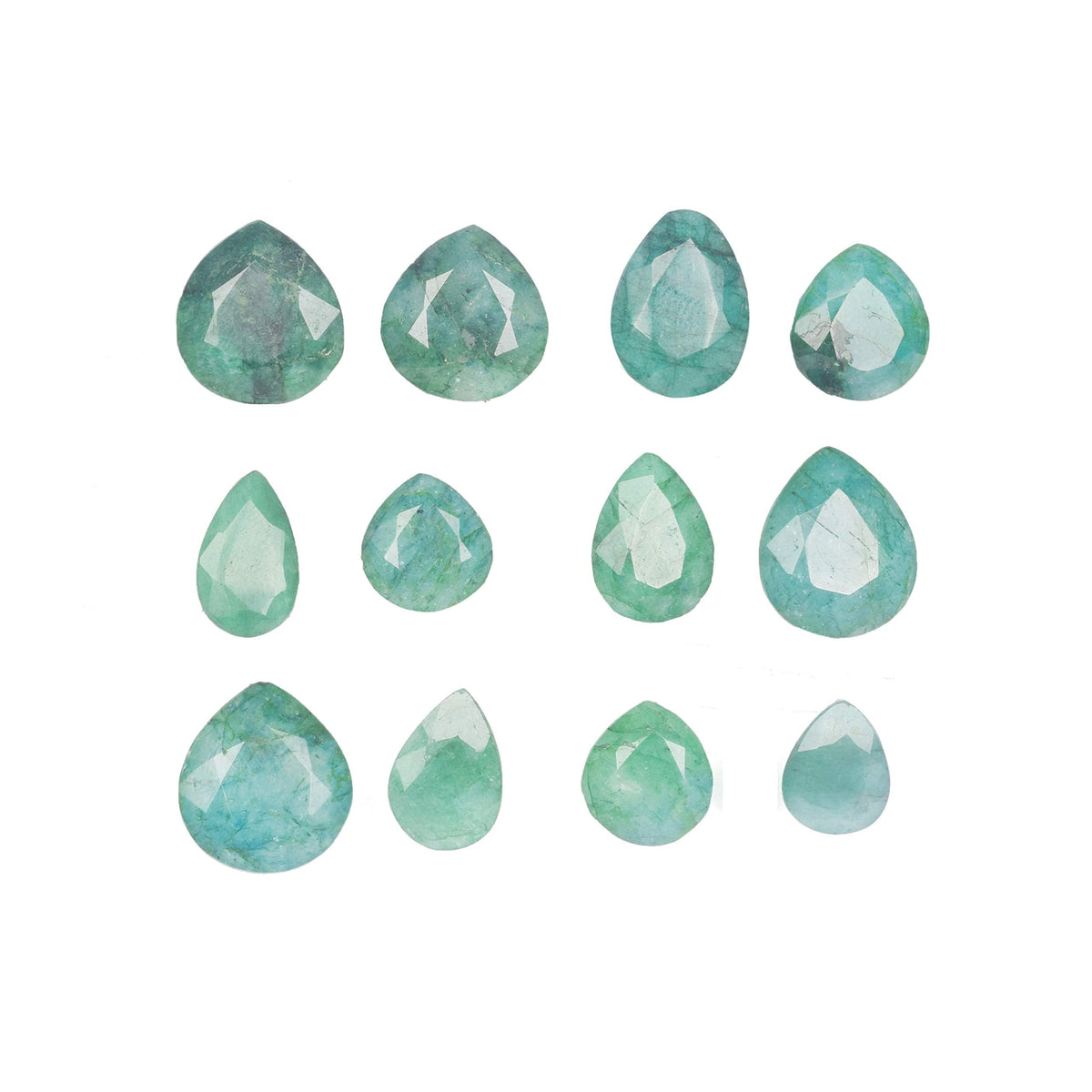 GEMHUB Jewelry Making Gemstone Beads 140.00 Carat. 14 Pcs Natural Green Emerald Gemstone, Pear Cut Emerald Gemstone Lot for Jewelry