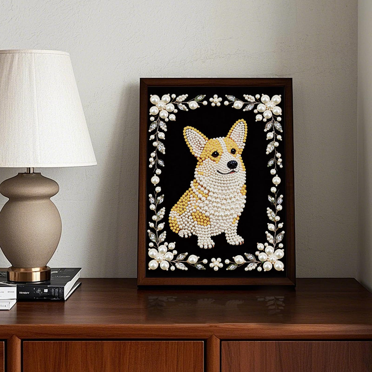 Stalente Pearl Diamond Painting Kits for Adults Dog, 5D Special Shape Diamond Art Kits for Beginners, Crystal Rhinestones Diamond Painting for Home Wall Decoration Gift 12×16inch, Animal