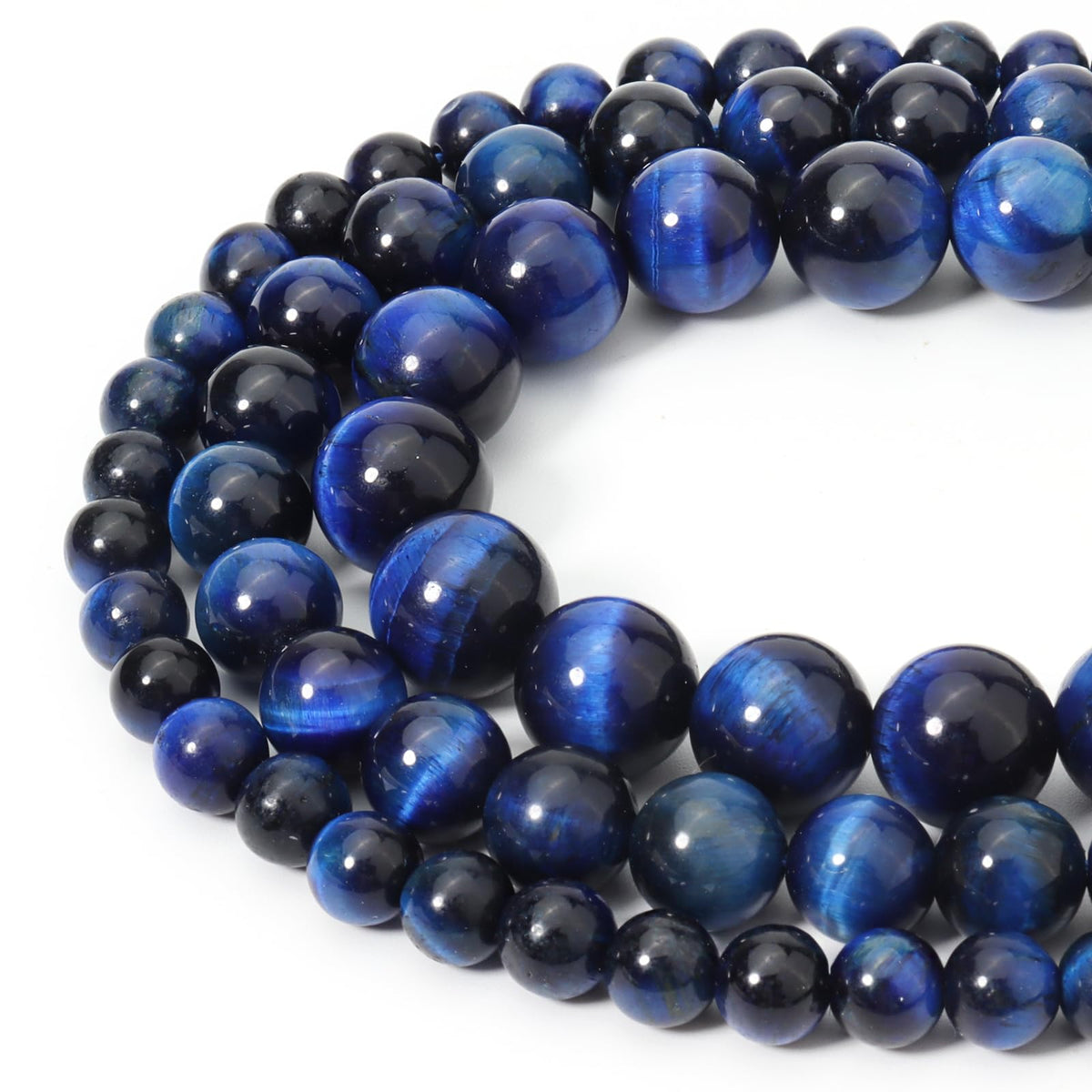 Siomia 45pcs 8mm Natural Blue Tiger Eye Gemstone Beads Energy Healing Crystal Round Loose Stone Beads for Jewelry Making, DIY Bracelets Necklaces