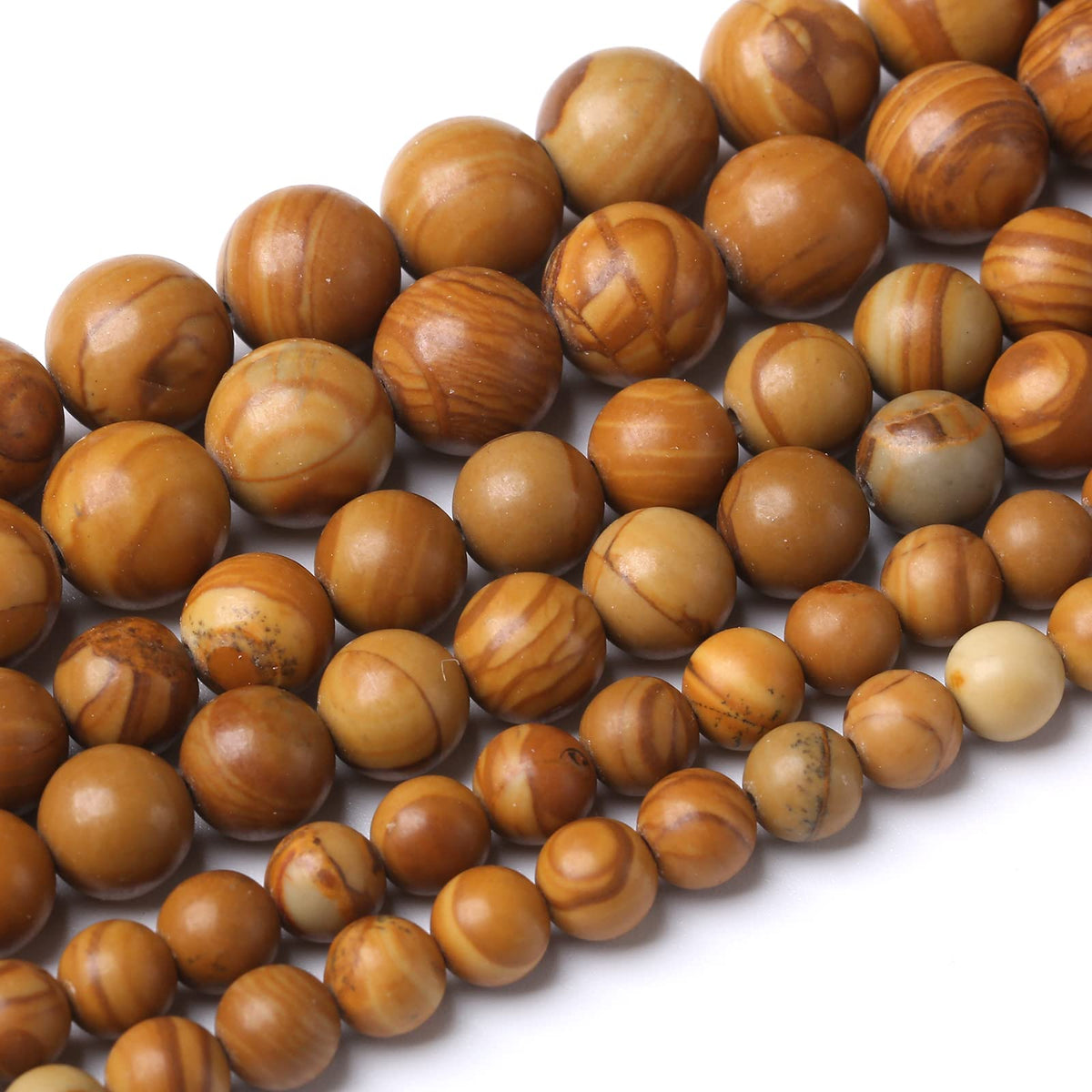 32PCS 12MM Natural Woodgrain Jasper Stone Beads Round Shape Suitable for Jewelry DIY Bracelet 15 Inches